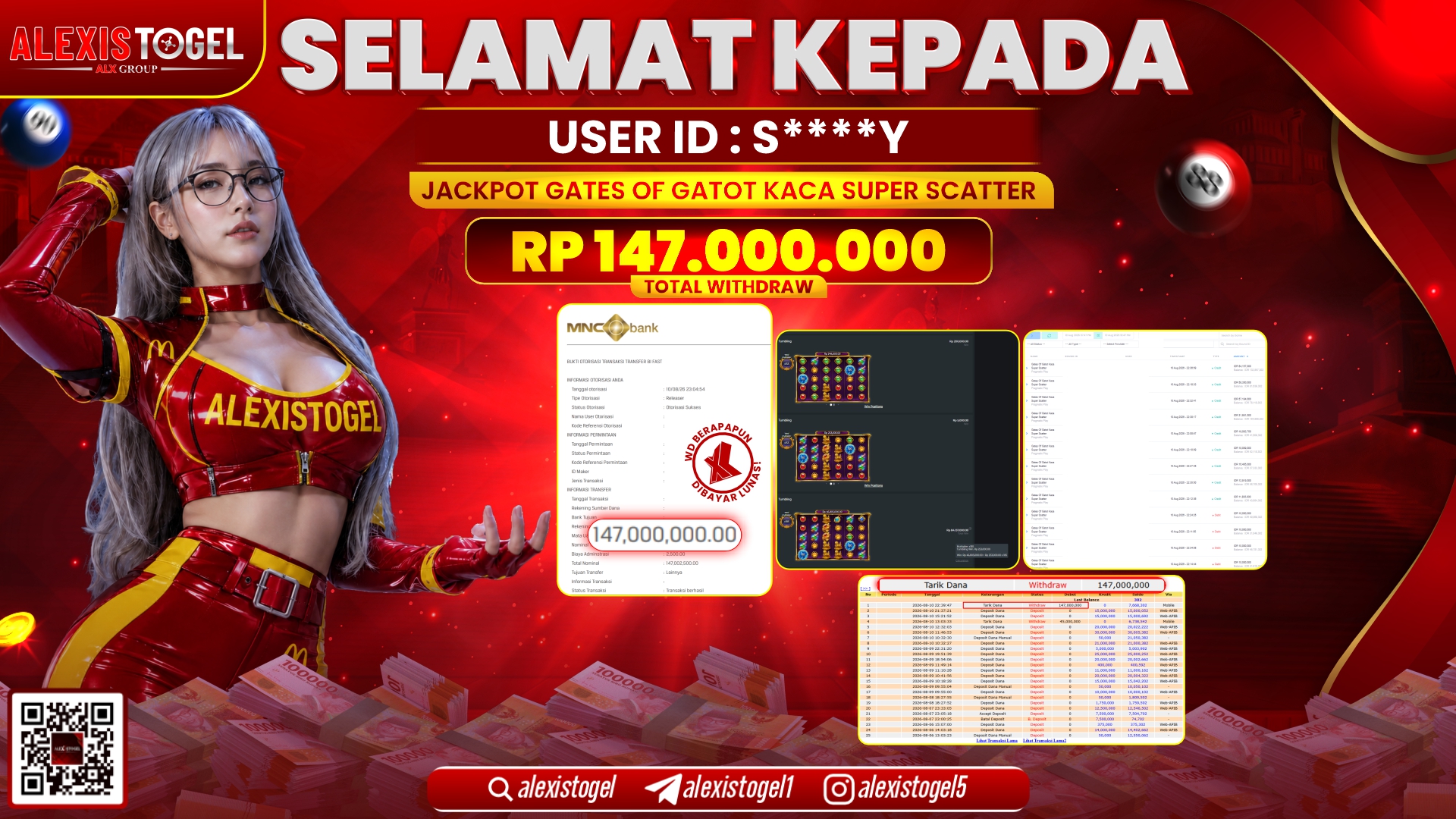ALEXISTOGEL JACKPOT DI GATES OF GATOT KACA SUPER SCATTER RP.147.000.000,- LUNAS