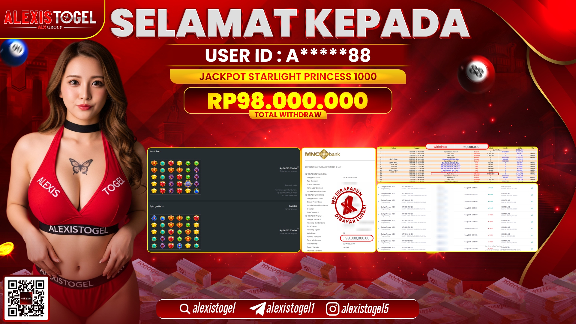 ALEXISTOGEL JACKPOT DI STARLIGHT PRINCESS 1000 RP.98.000.000,- LUNAS