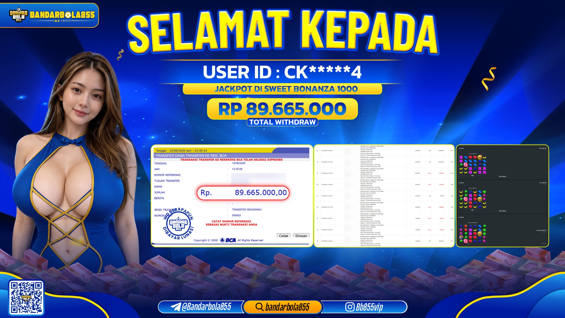 JACKPOT BANDARBOLA855 DI SWEET BONANZA 1000 Rp89.665.000, - LUNAS🎖