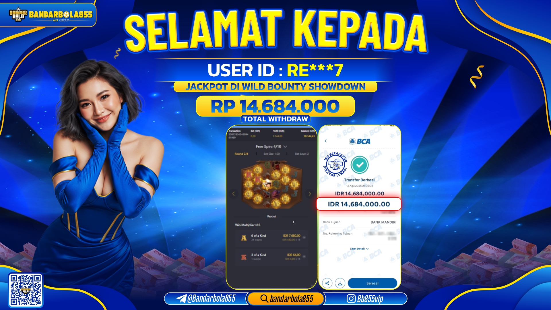 JACKPOT BANDARBOLA855 DI WILD BOUNTY SHOWDOWN Rp14.684.000, - LUNAS🎖
