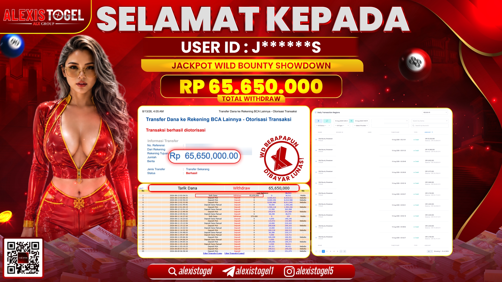 ALEXISTOGEL JACKPOT DI WILD BOUNTY SHOWDOWN RP.65.650.000,- LUNAS