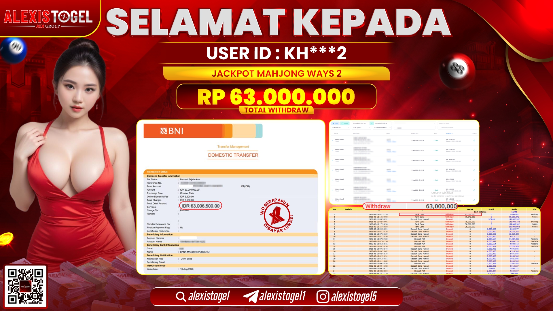 ALEXISTOGEL JACKPOT DI MAHJONG WAYS 2 RP.63.000.000,- LUNAS