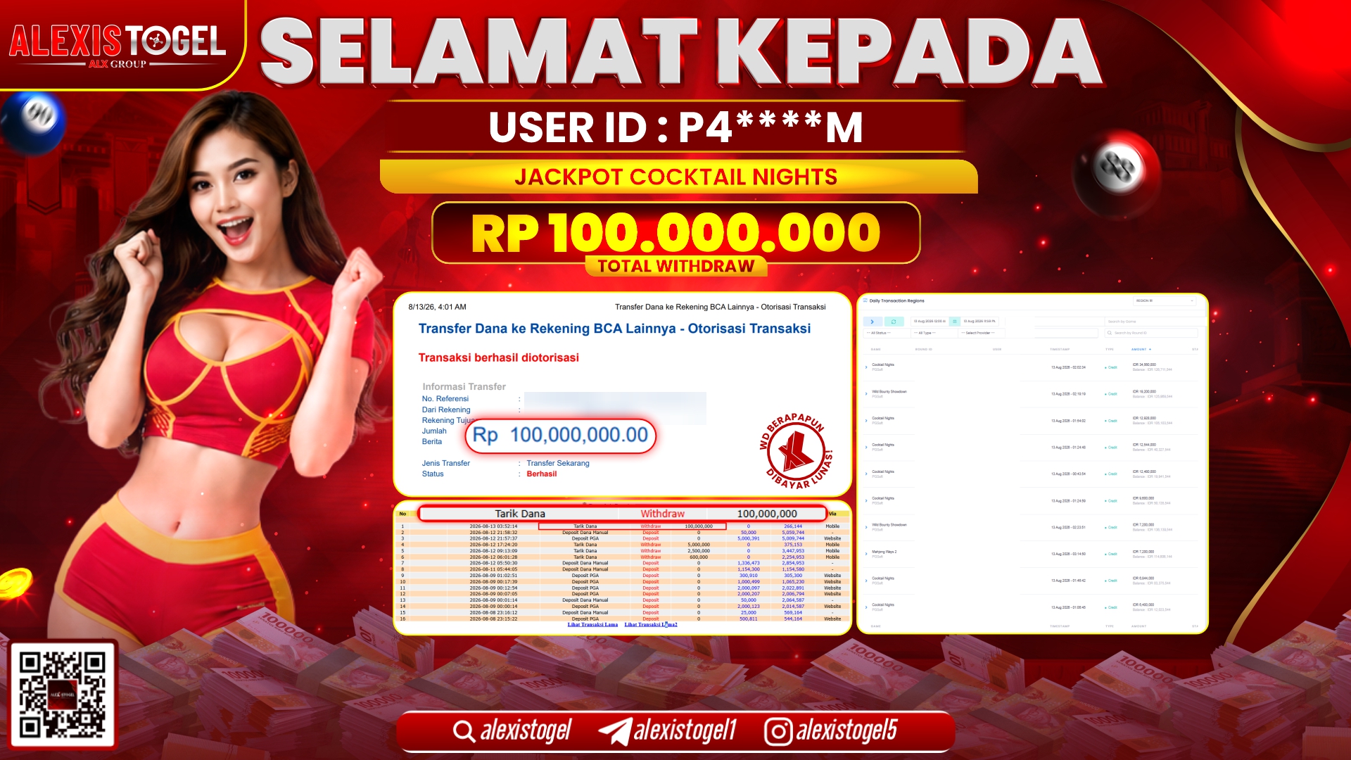 ALEXISTOGEL JACKPOT DI COCKTAIL NIGHTS RP.100.000.000,- LUNAS