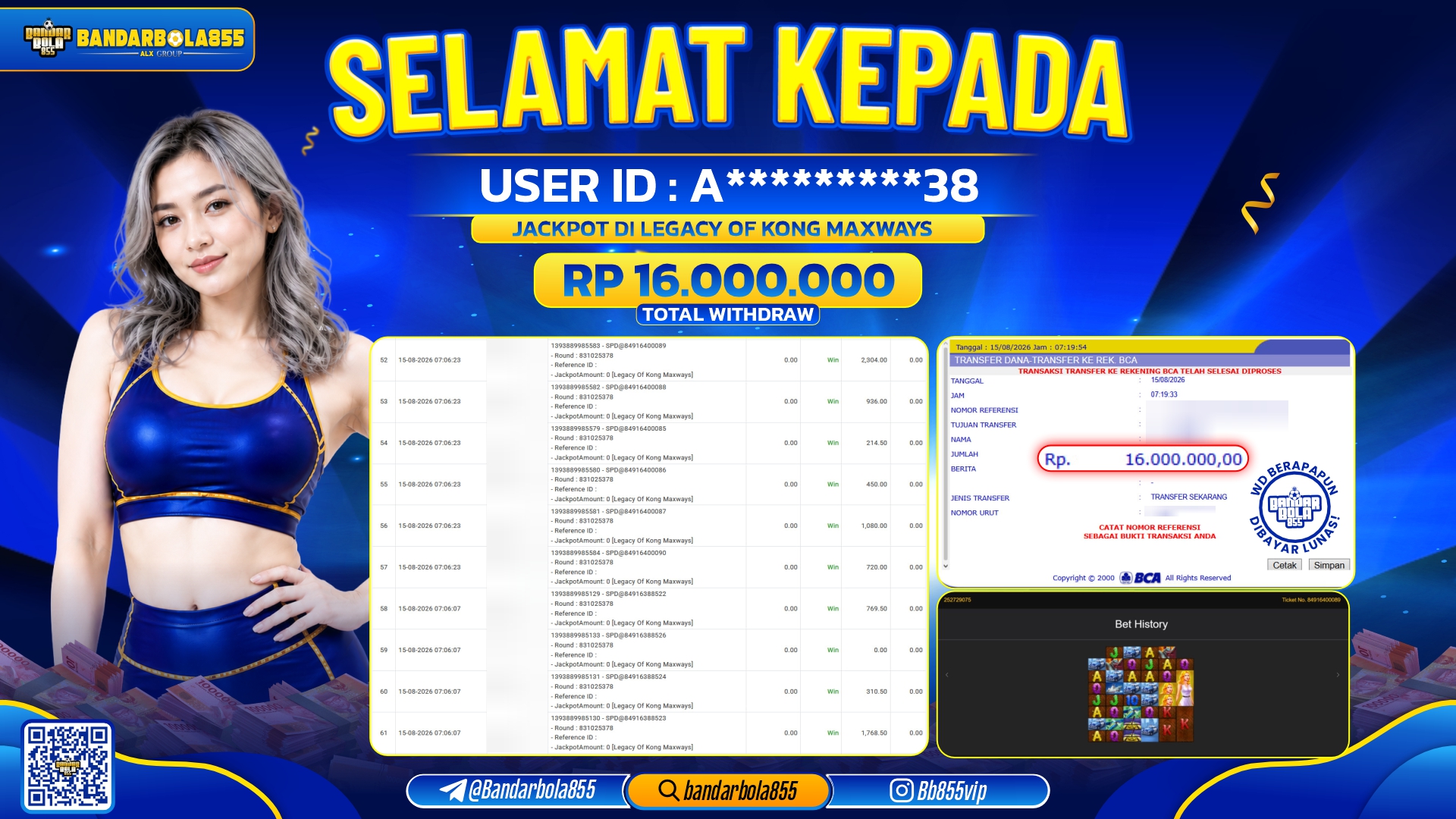 JACKPOT BANDARBOLA855 DI LEGACY OF KONG MAXWAYS Rp16.000.000, - LUNAS🎖