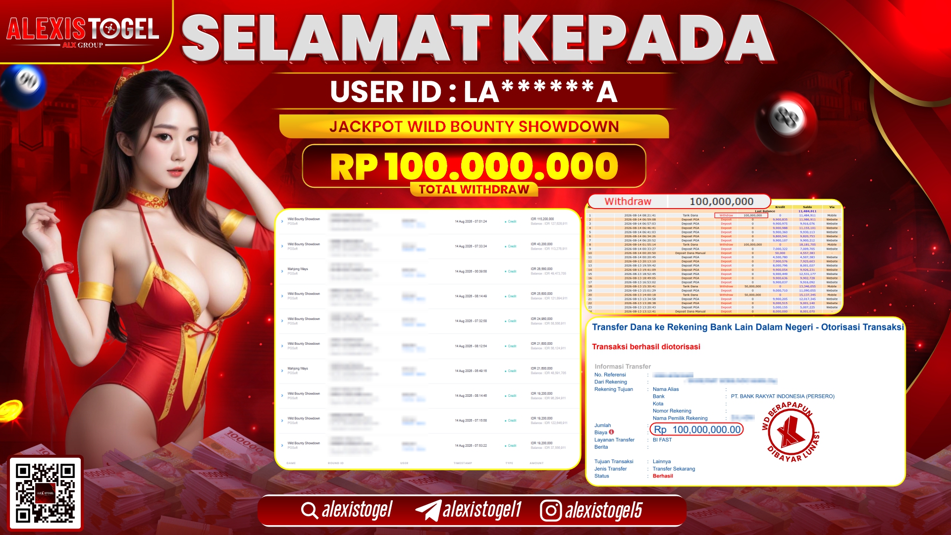 ALEXISTOGEL JACKPOT DI WILD BOUNTY SHOWDOWN RP.100.000.000,- LUNAS