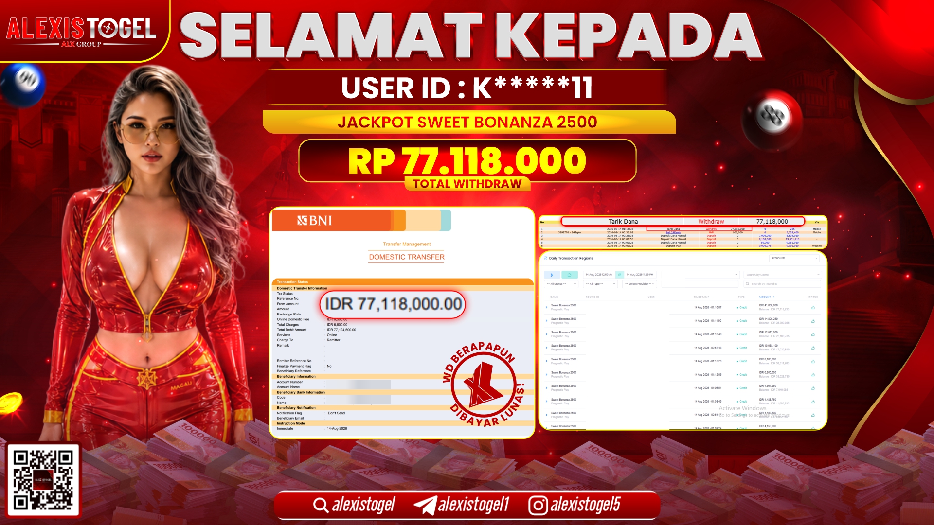 ALEXISTOGEL JACKPOT DI SWEET BONANZA 2500 RP.77.118.000,- LUNAS