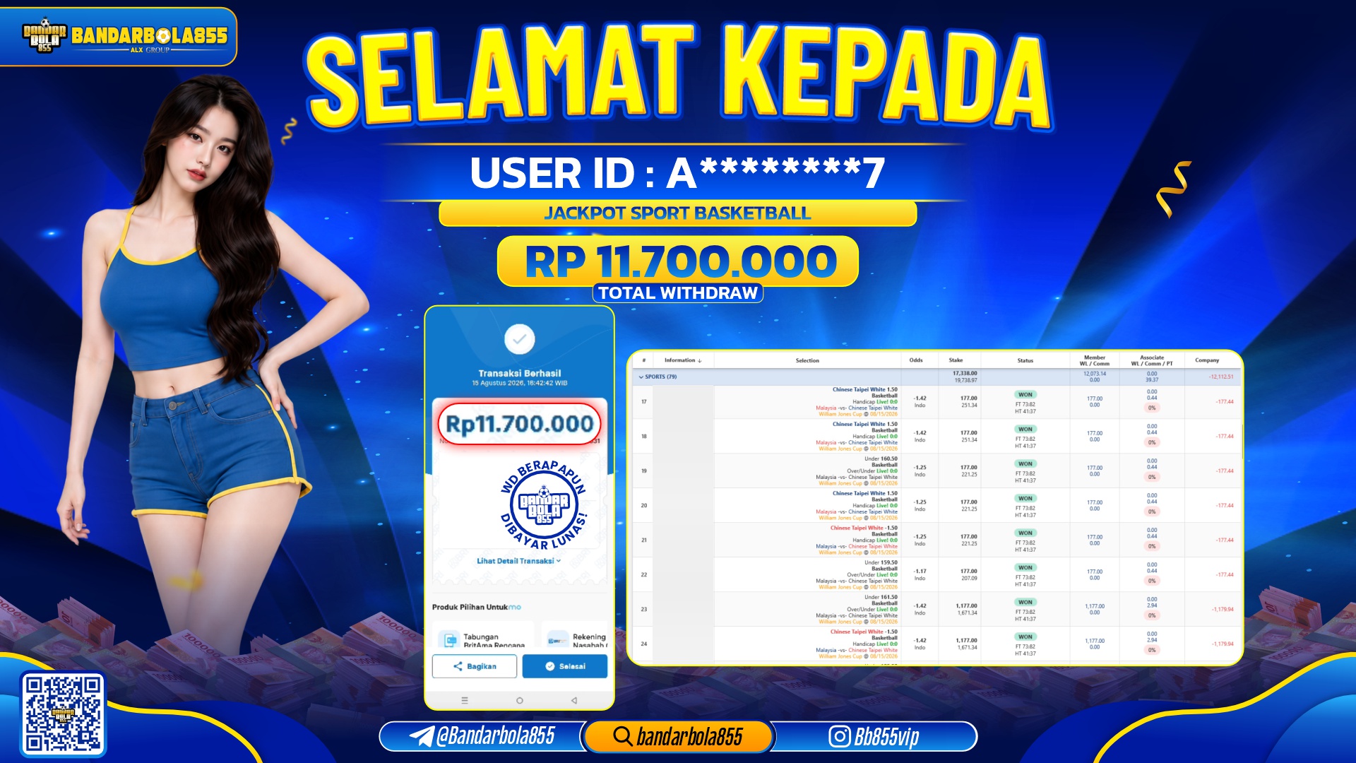 JACKPOT BANDARBOLA855 DI SPORT BASKETBALL Rp11.700.000, - LUNAS🎖