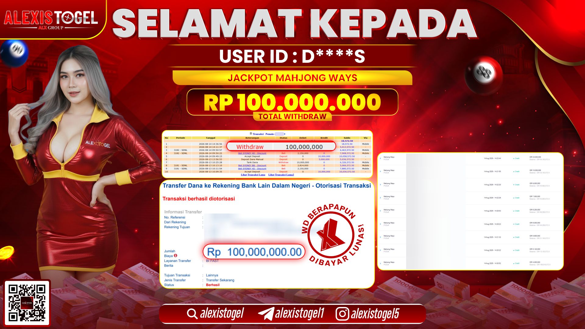 ALEXISTOGEL JACKPOT DI MAHJONG WAYS RP.100.000.000,- LUNAS