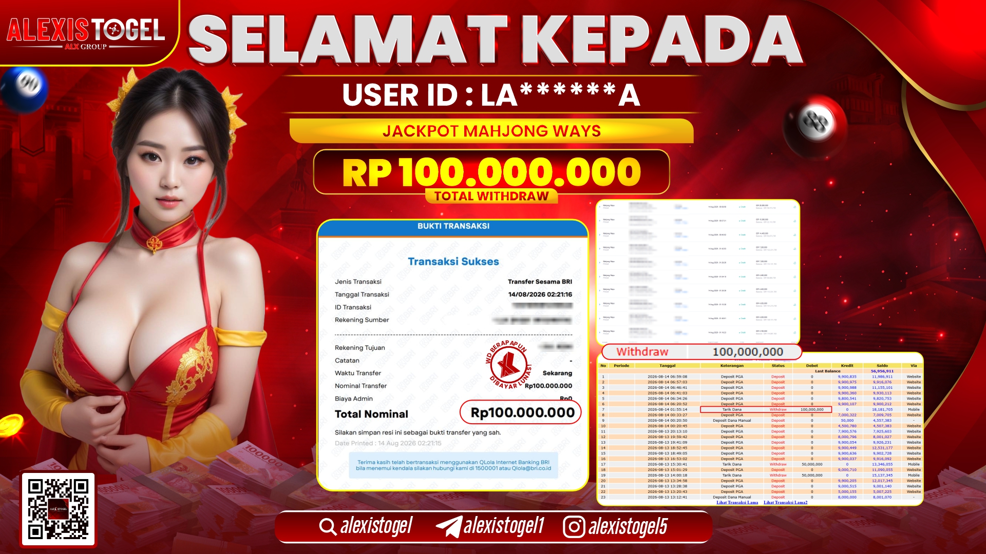 ALEXISTOGEL JACKPOT DI MAHJONG WAYS RP.100.000.000,- LUNAS