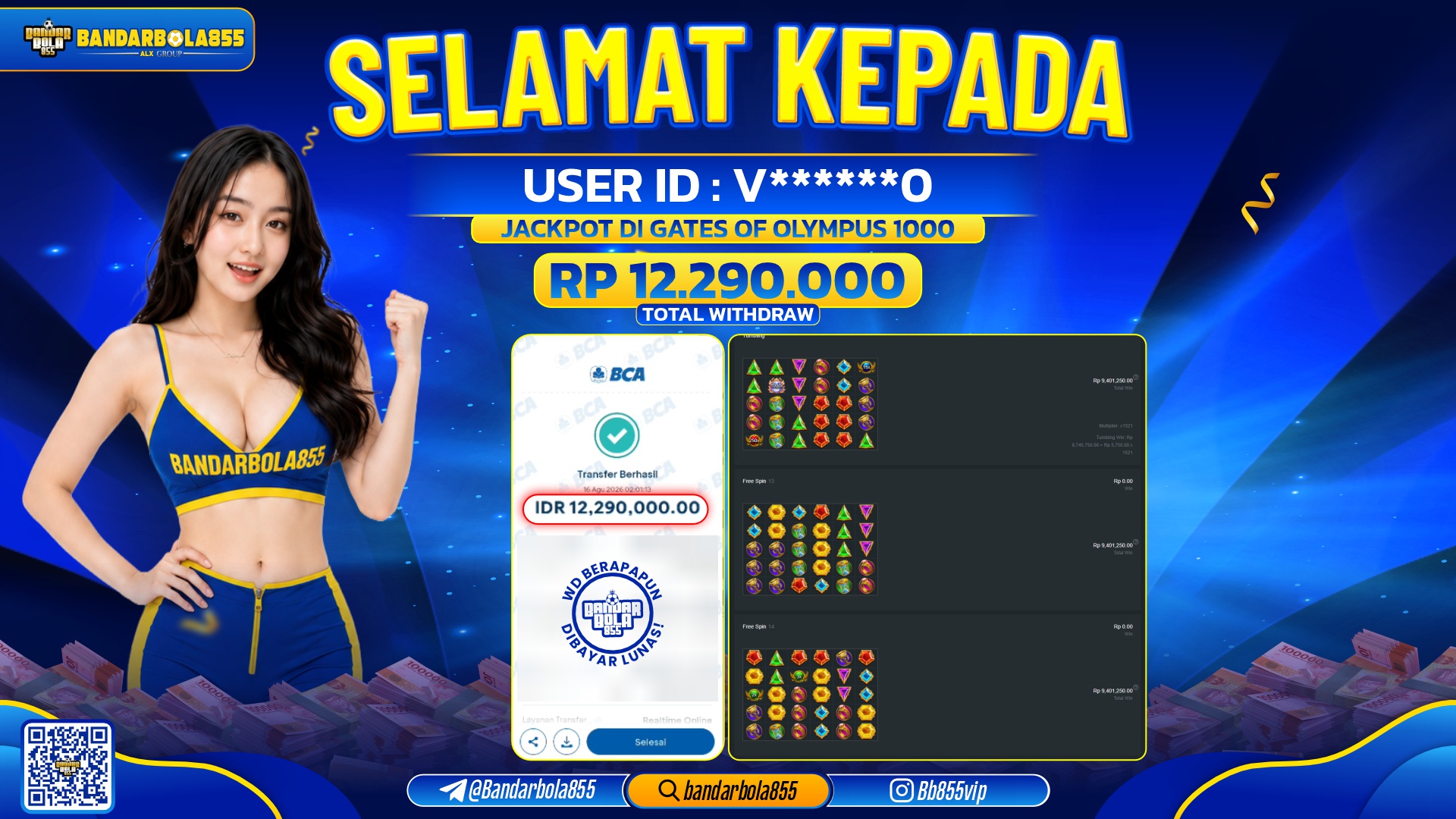 JACKPOT BANDARBOLA855 DI GATES OF OLYMPUS 1000 Rp12.290.000, - LUNAS🎖
