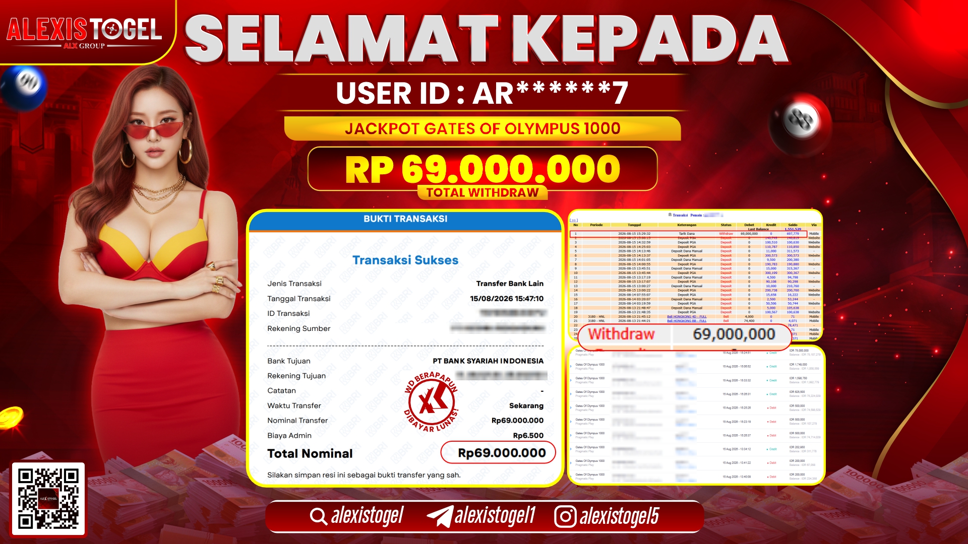 ALEXISTOGEL JACKPOT DI GATES OF OLYMPUS 1000 RP.69.000.000,- LUNAS