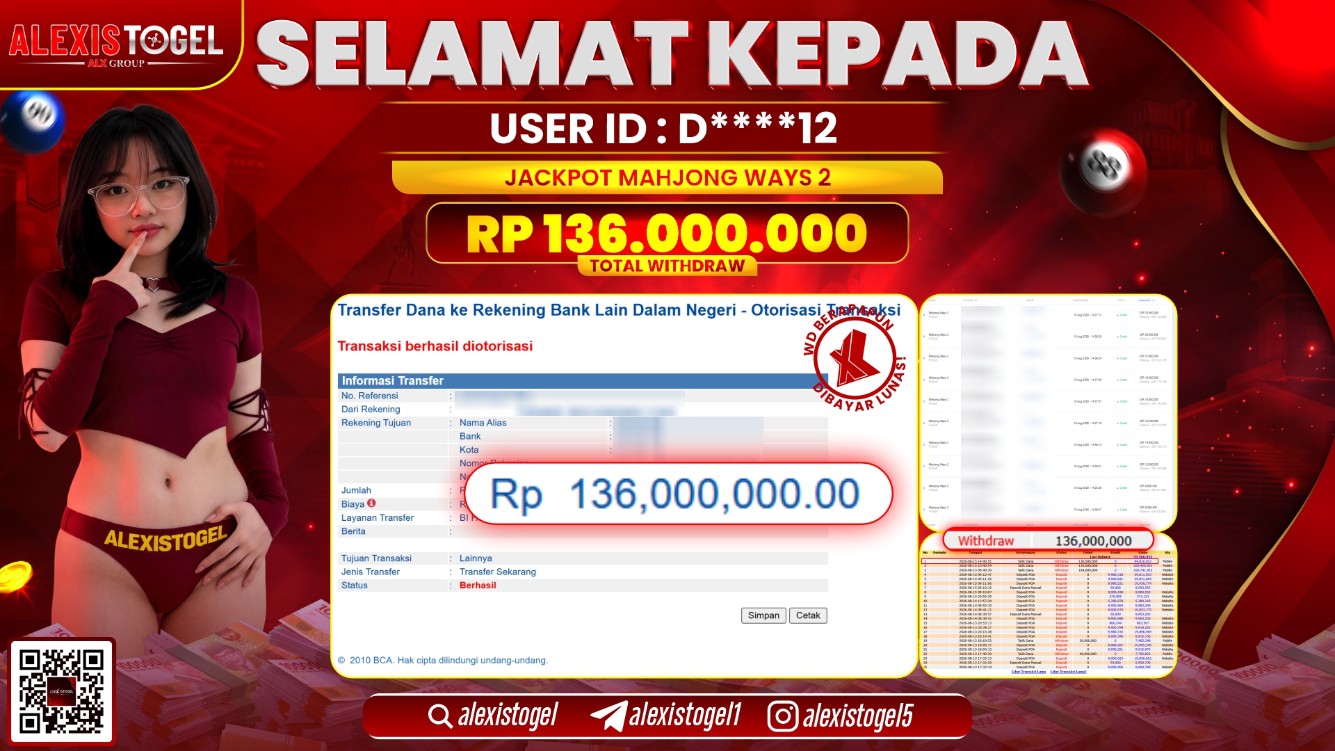 ALEXISTOGEL JACKPOT DI MAHJONG WAYS 2 RP.136.000.000,- LUNAS