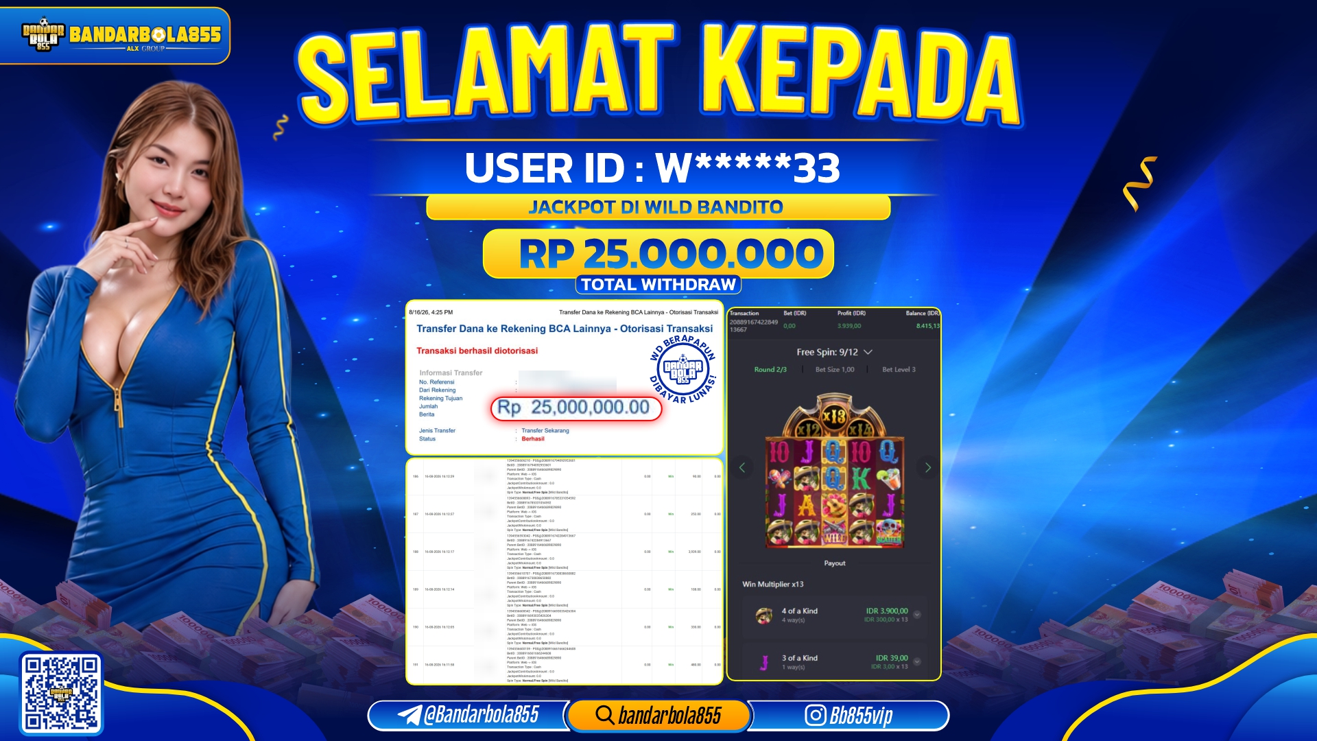 JACKPOT BANDARBOLA855 DI WILD BANDITO Rp25.000.000, - LUNAS🎖