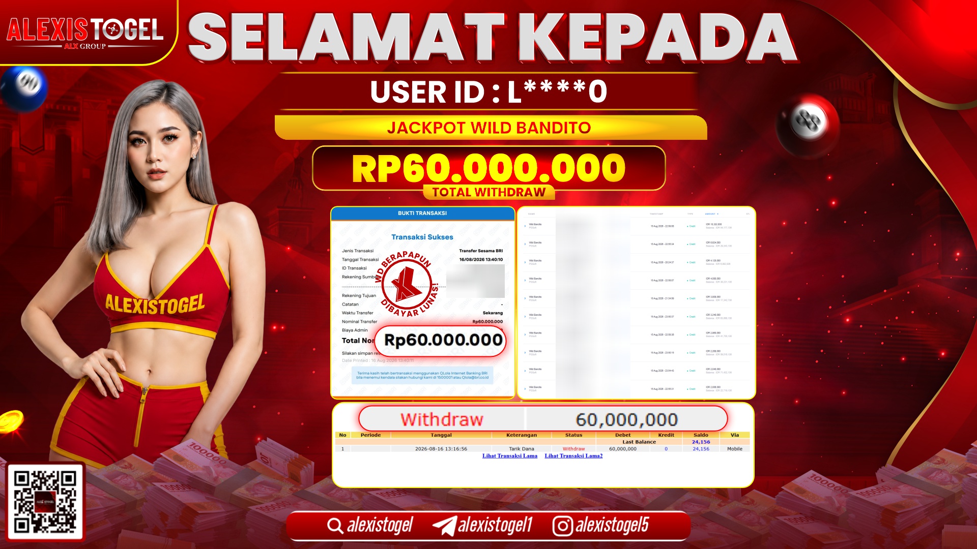 ALEXISTOGEL JACKPOT DI WILD BANDITO RP.60.000.000,- LUNAS