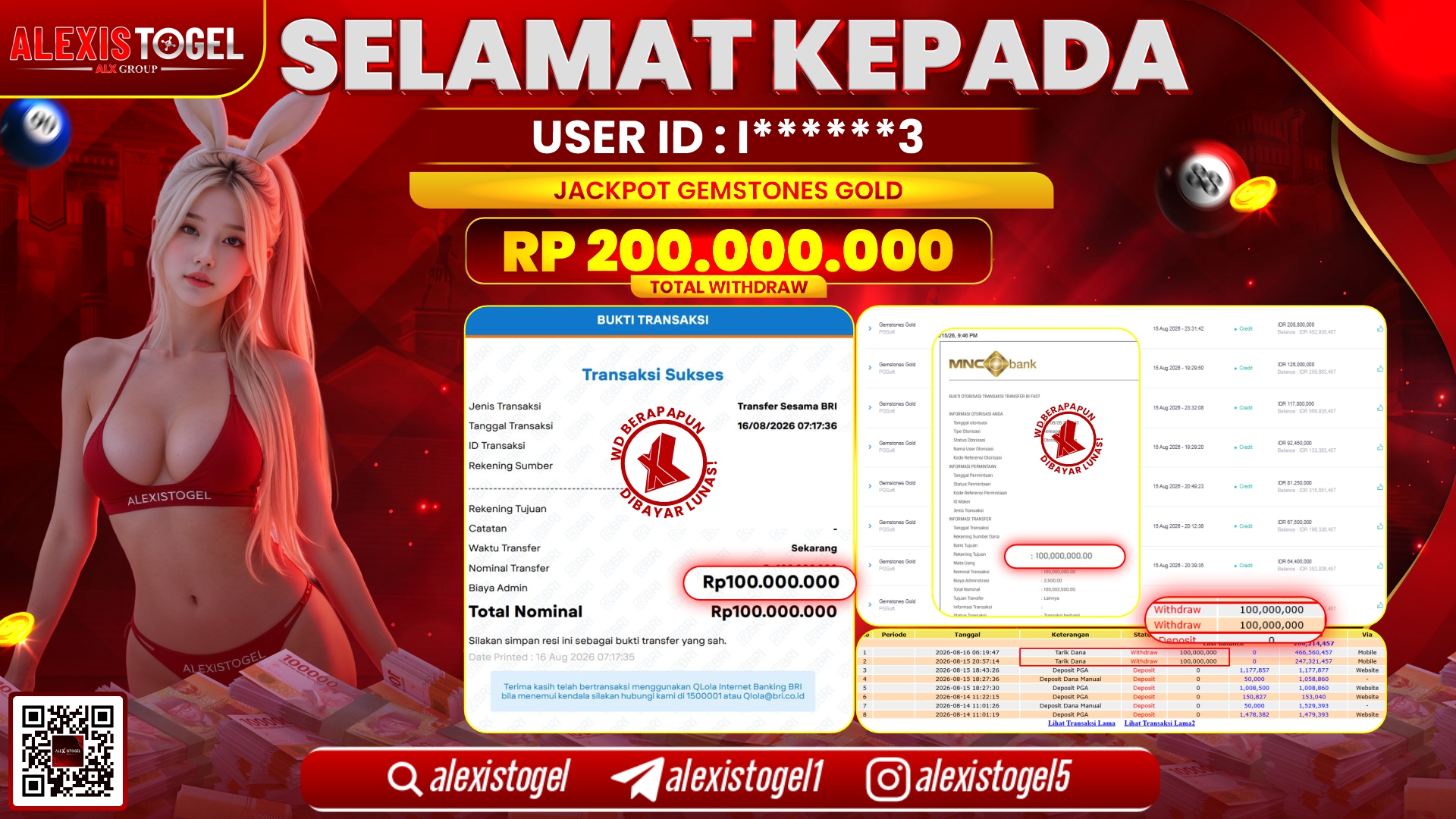 ALEXISTOGEL JACKPOT DI GEMSTONES GOLD RP.200.000.000,- LUNAS