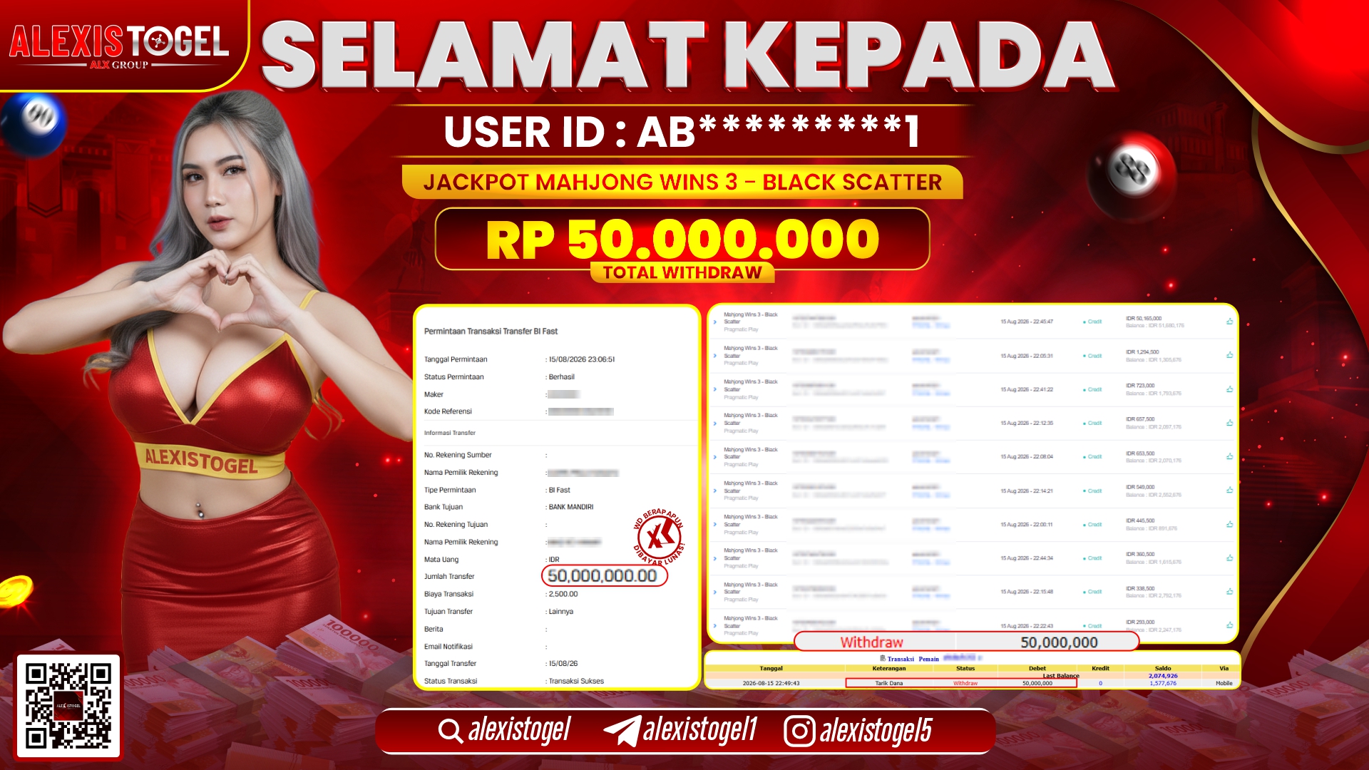 ALEXISTOGEL JACKPOT DI MAHJONG WINS 3 BLACK SCATTER RP.50.000.000,- LUNAS