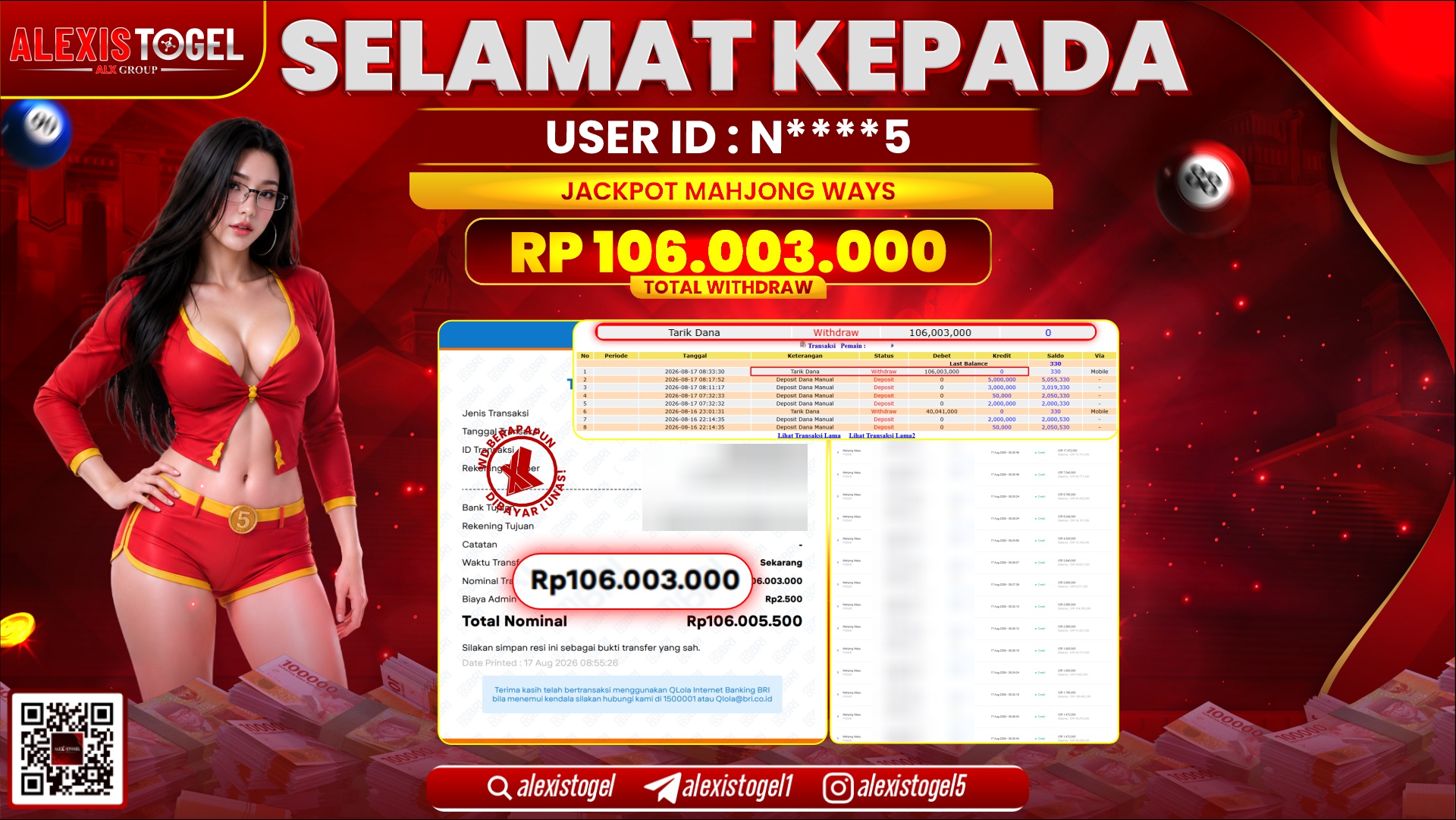 ALEXISTOGEL JACKPOT DI MAHJONG WAYS RP.106.003.000,- LUNAS