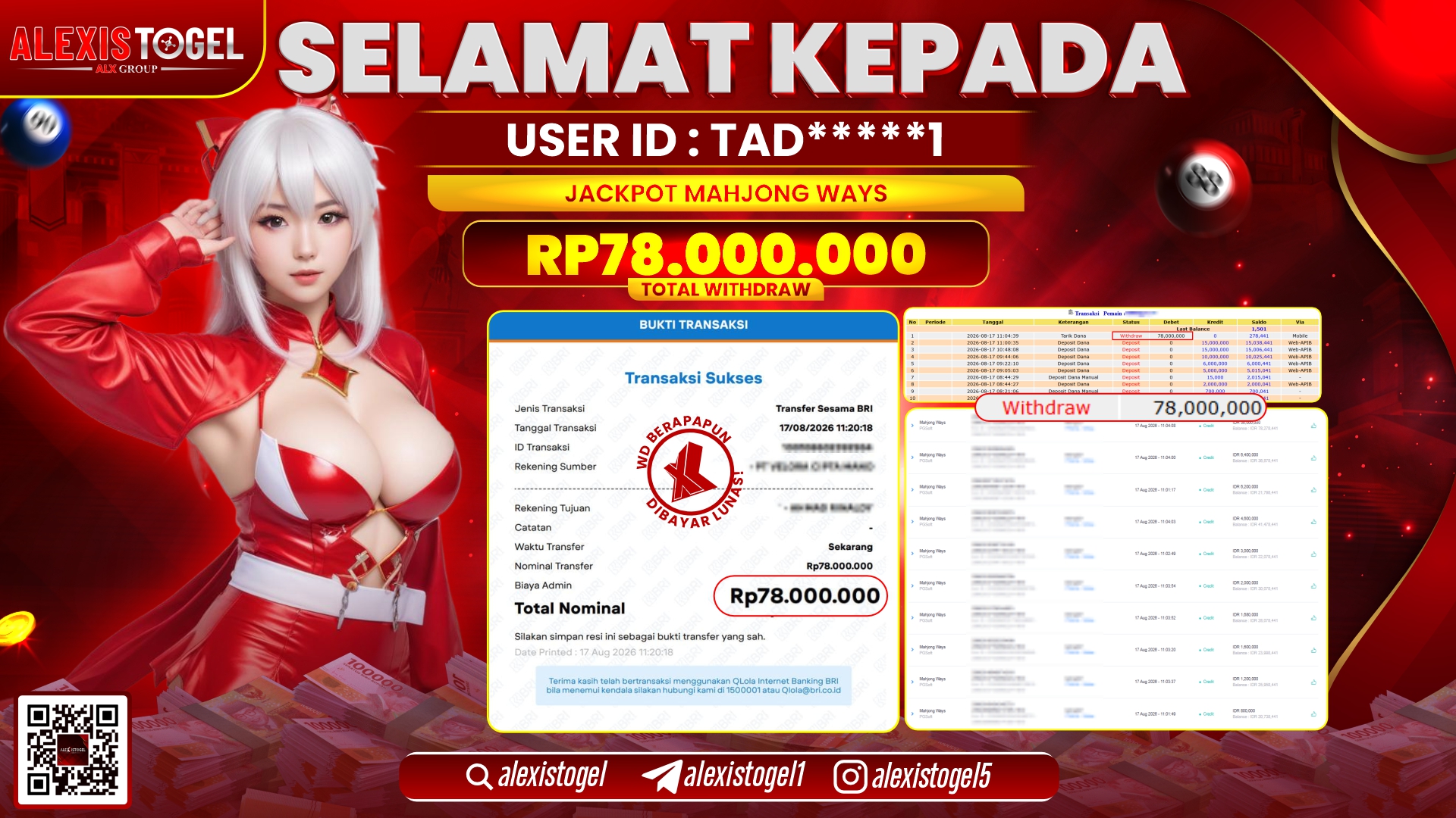 ALEXISTOGEL JACKPOT DI MAHJONG WAYS RP.78.000.000,- LUNAS