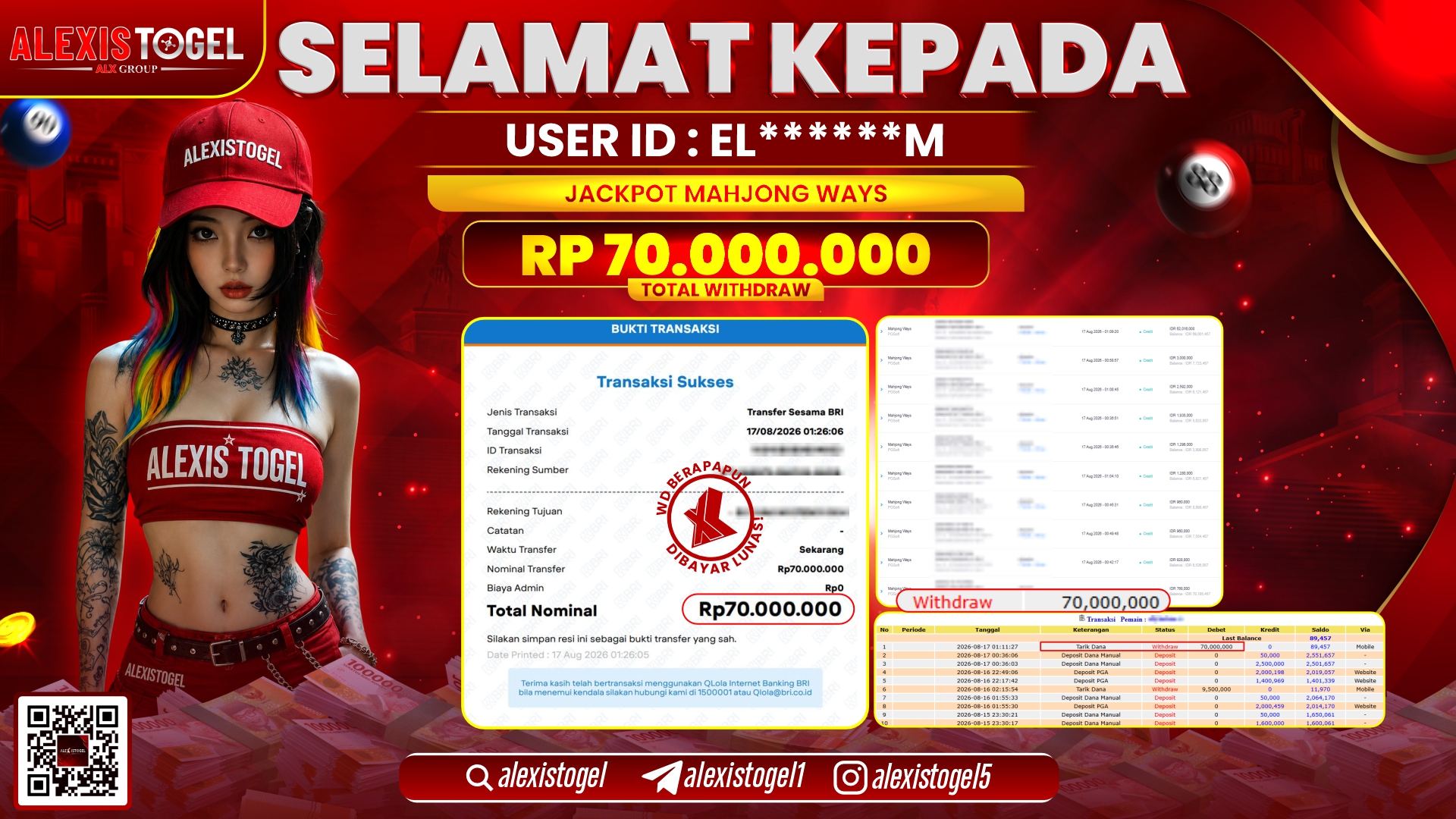 ALEXISTOGEL JACKPOT DI MAHJONG WAYS RP.70.000.000,- LUNAS