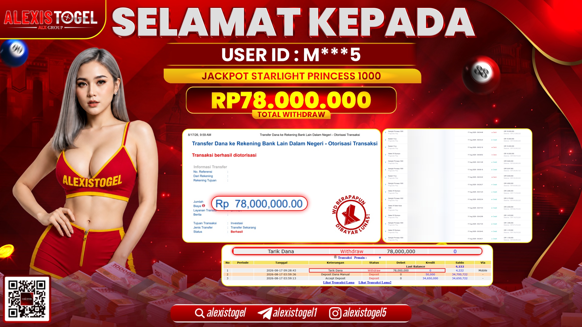 ALEXISTOGEL JACKPOT DI STARLIGHT PRINCES 1000 RP.78.000.000,- LUNAS