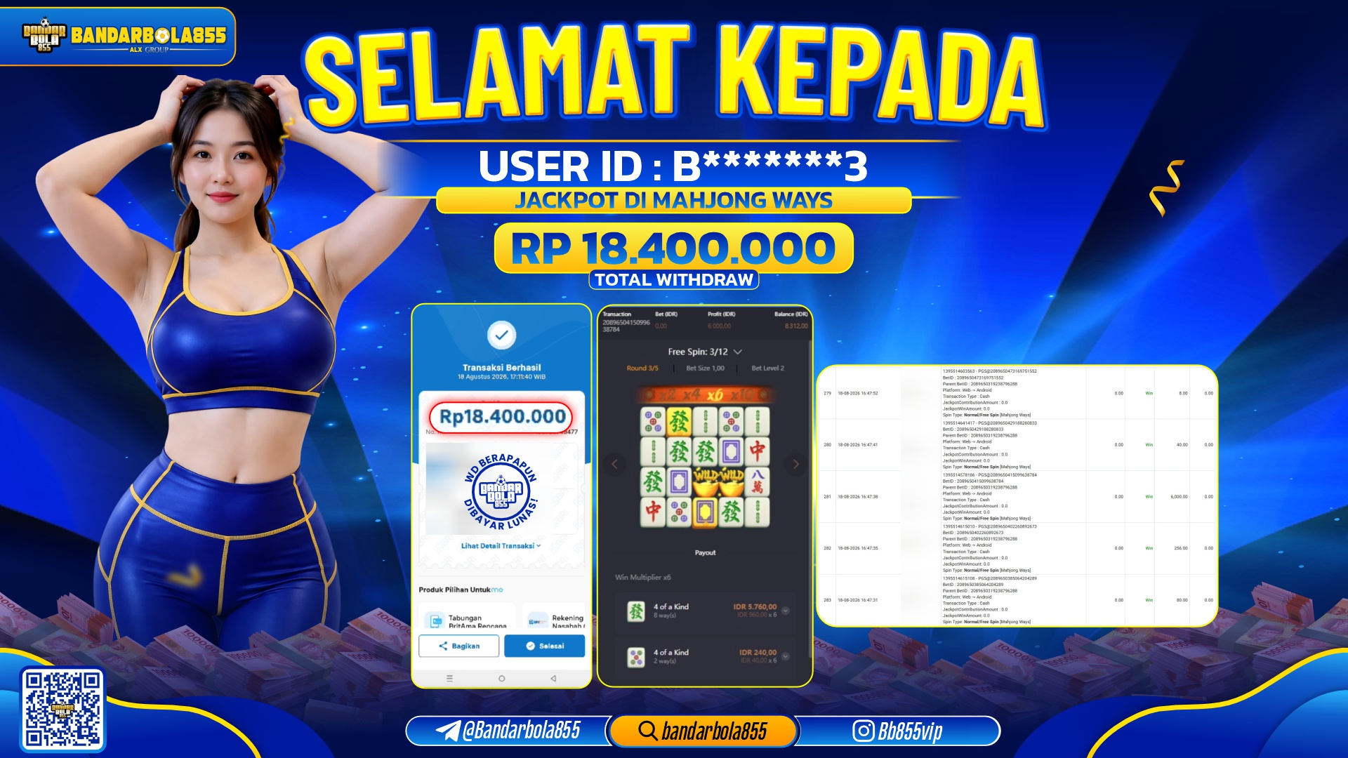 JACKPOT BANDARBOLA855 DI MAHJONG WAYS Rp18.400.000, - LUNAS🎖