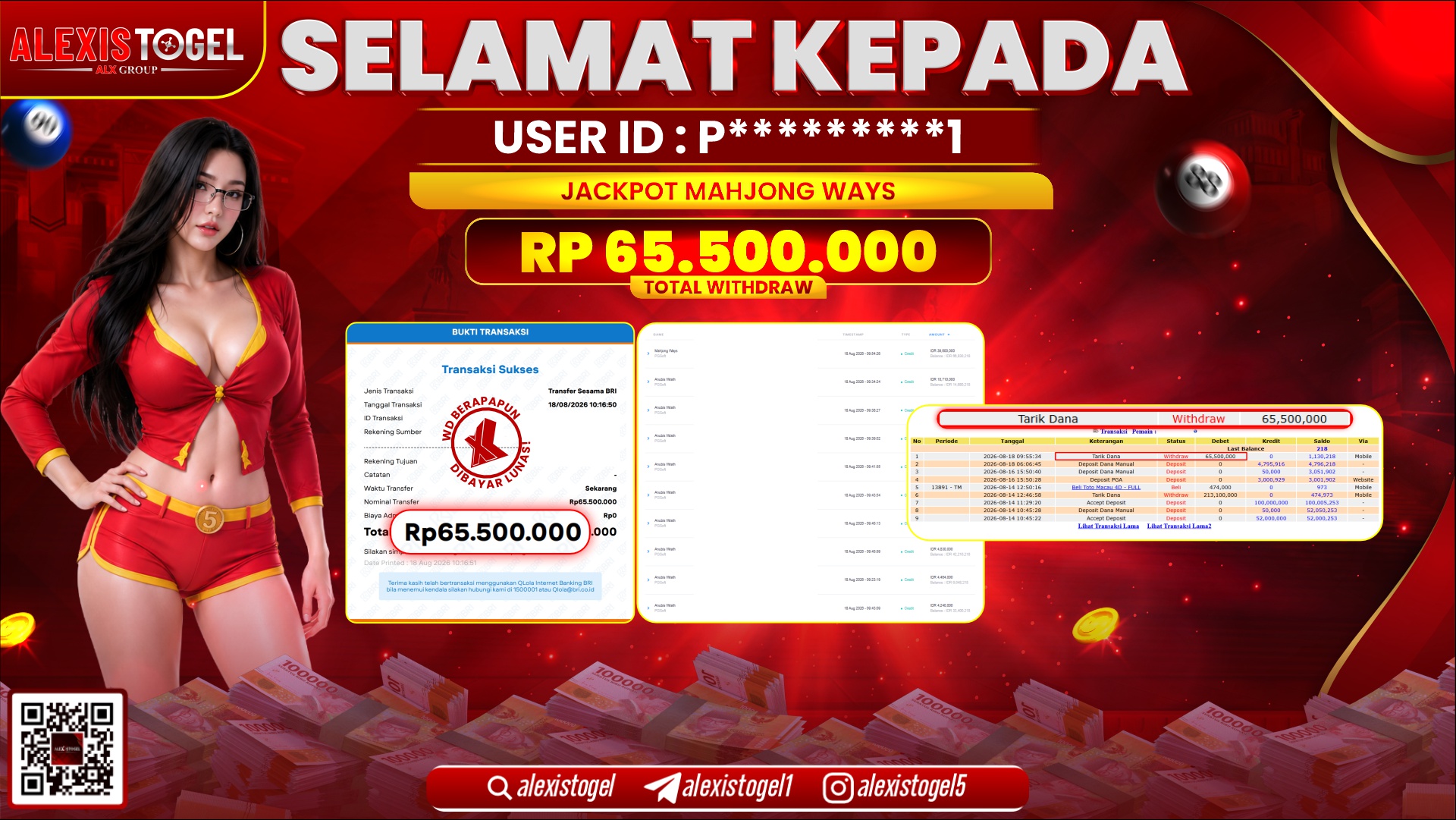 ALEXISTOGEL JACKPOT DI MAHJONG WAYS RP.65.500.000,- LUNAS