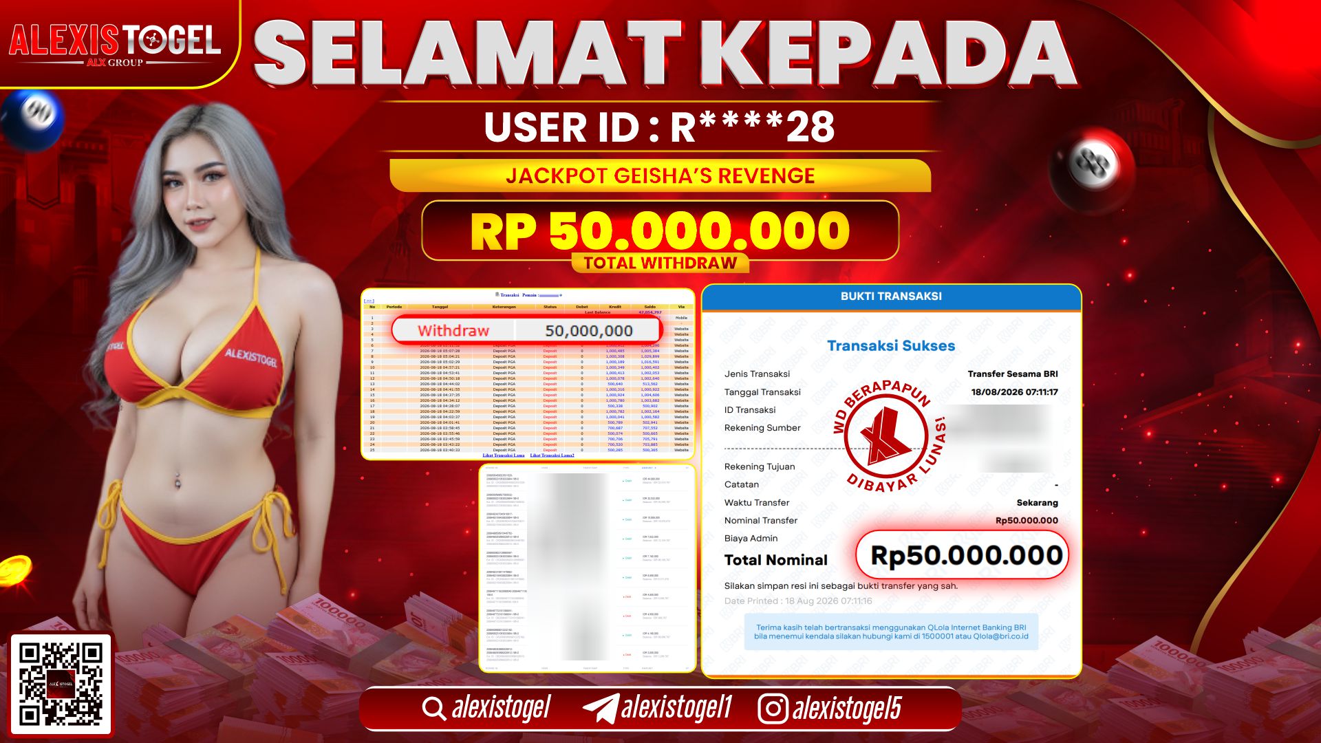 ALEXISTOGEL JACKPOT DI GEISHA'S REVENGE RP.50.000.000,- LUNAS