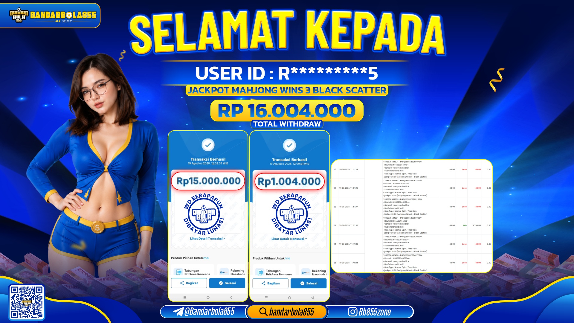 JACKPOT BANDARBOLA855 DI MAHJONG WINS 3 BLACK SCATTER Rp16.004.000, - LUNAS🎖