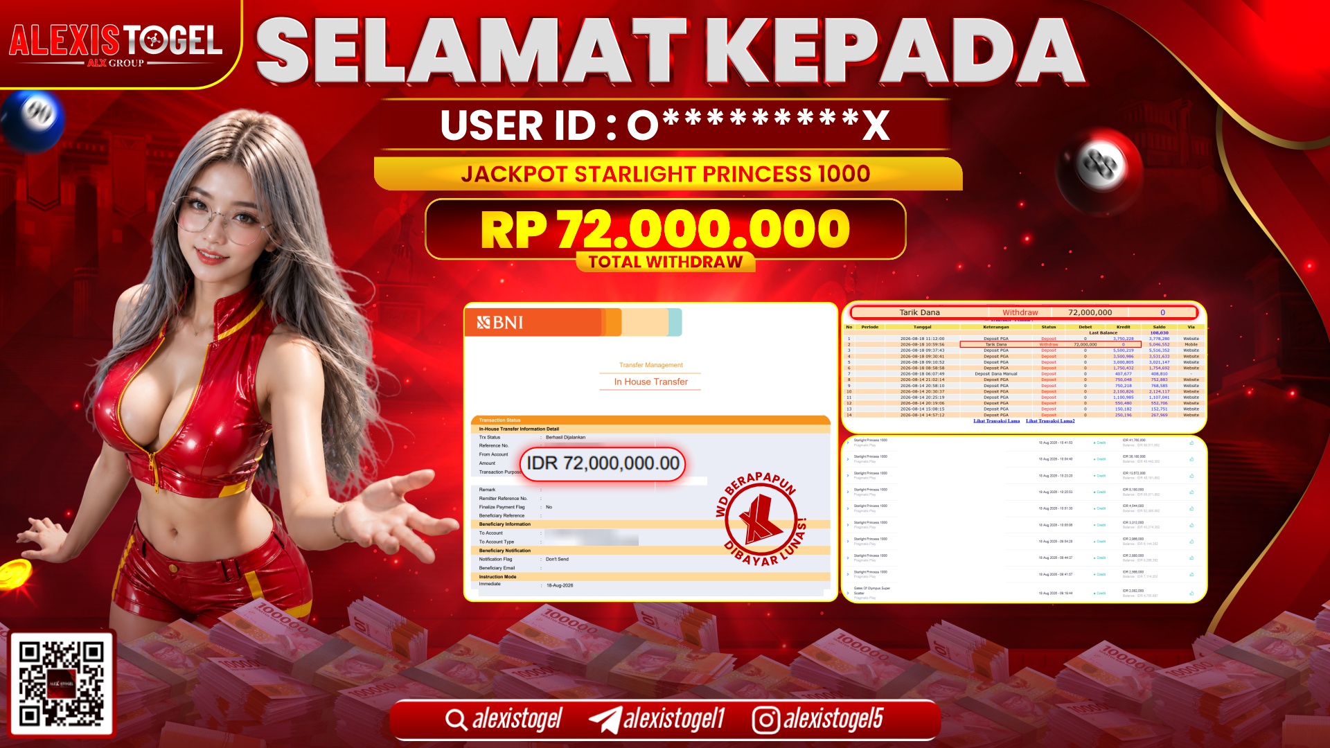 ALEXISTOGEL JACKPOT DI STARLIGHT PRINCESS 1000 RP.72.000.000,- LUNAS