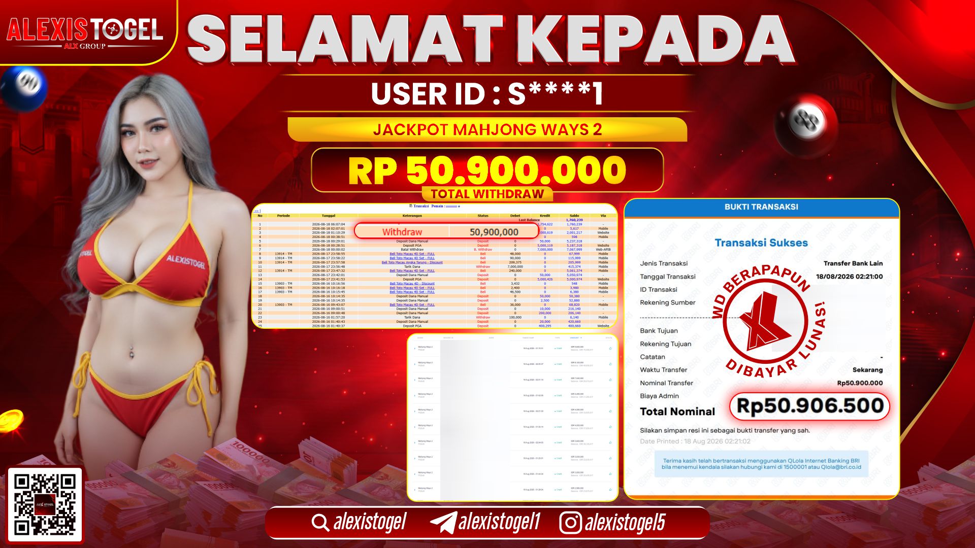 ALEXISTOGEL JACKPOT DI MAHJONG WAYS 2 RP.50.900.000,- LUNAS