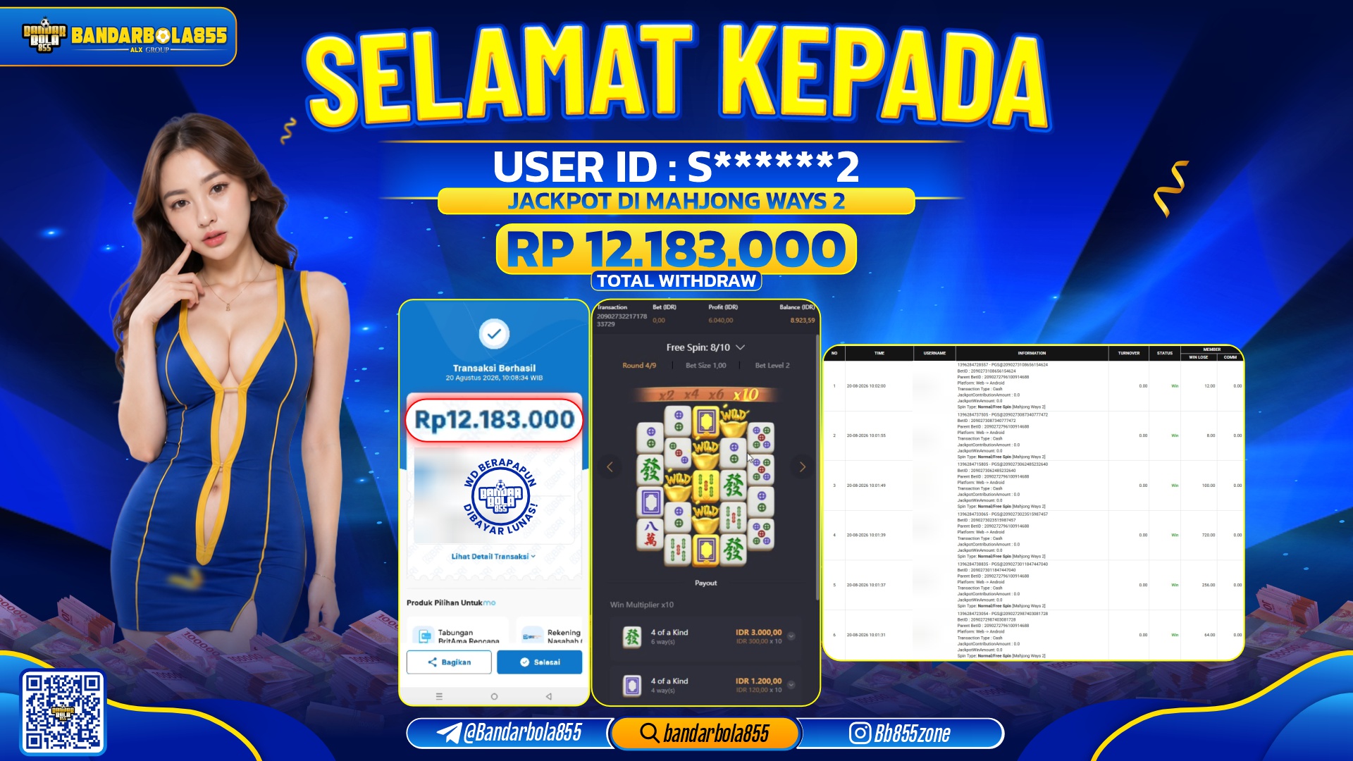 JACKPOT BANDARBOLA855 DI MAHJONG WAYS 2 Rp12.183.000, - LUNAS🎖