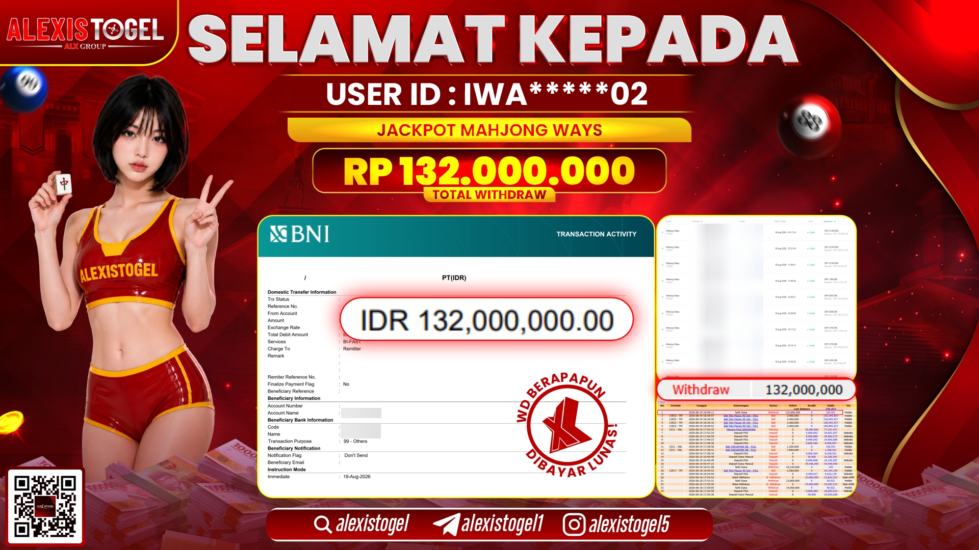 ALEXISTOGEL JACKPOT DI MAHJONG WAYS RP.132.000.000,- LUNAS