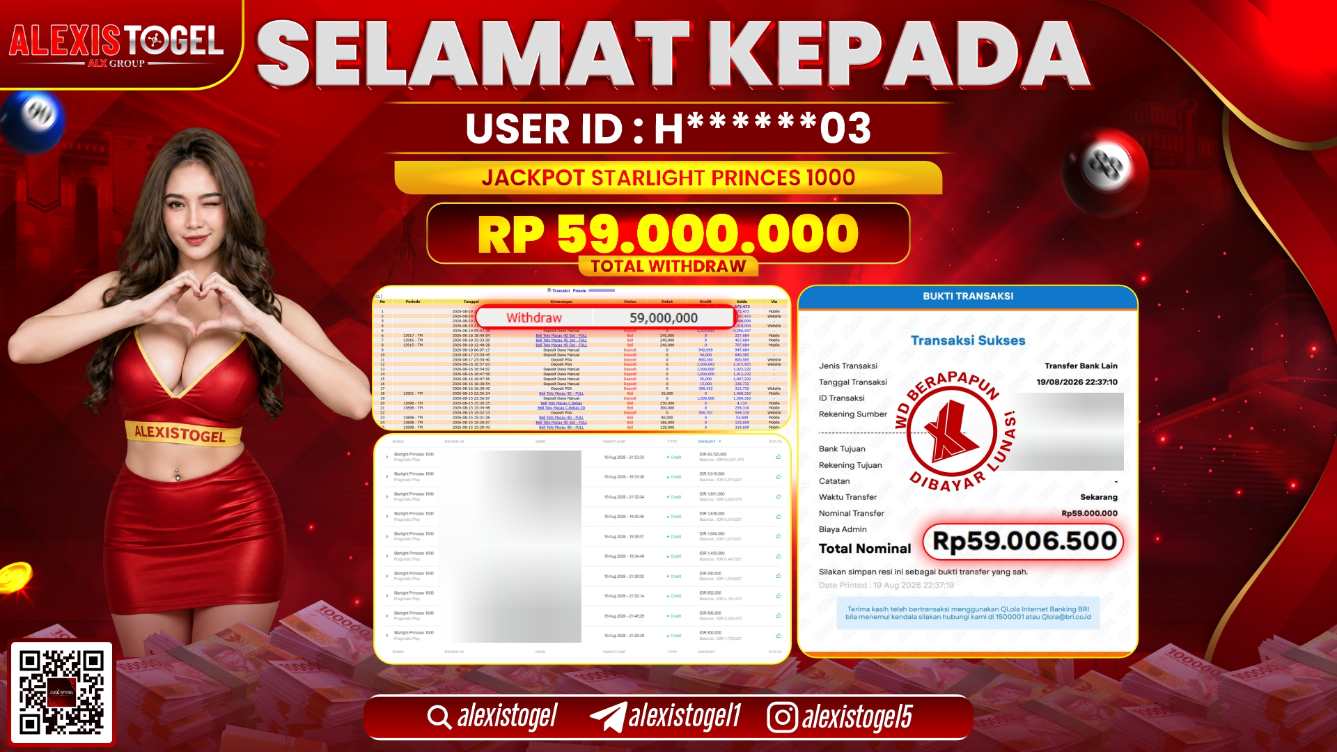 ALEXISTOGEL JACKPOT DI STARLIGHT PRINCESS 1000 RP.59.000.000,- LUNAS