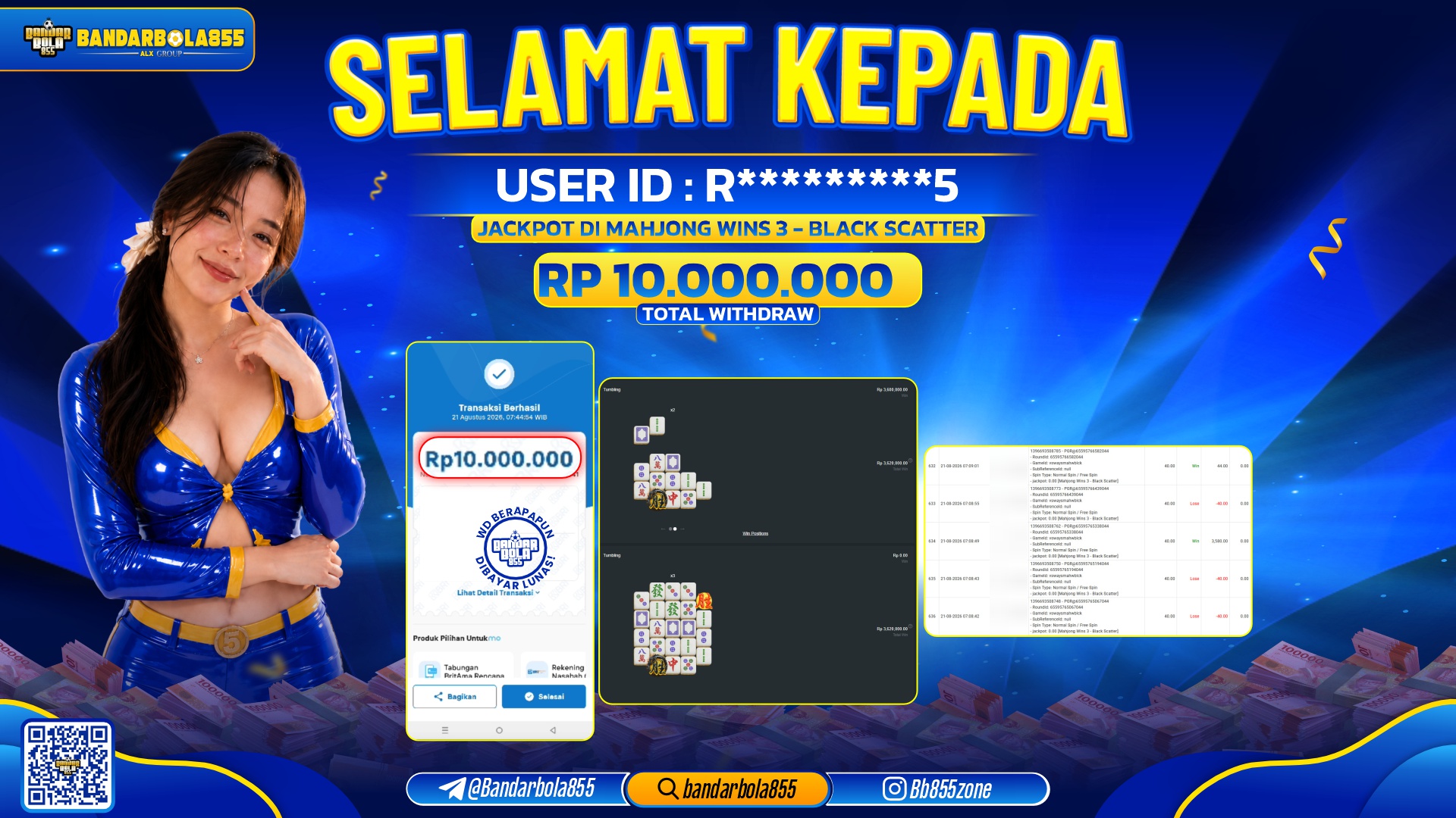 JACKPOT BANDARBOLA855 DI MAHJONG WINS 3- BLACK SCATTER Rp10.000.000, - LUNAS🎖