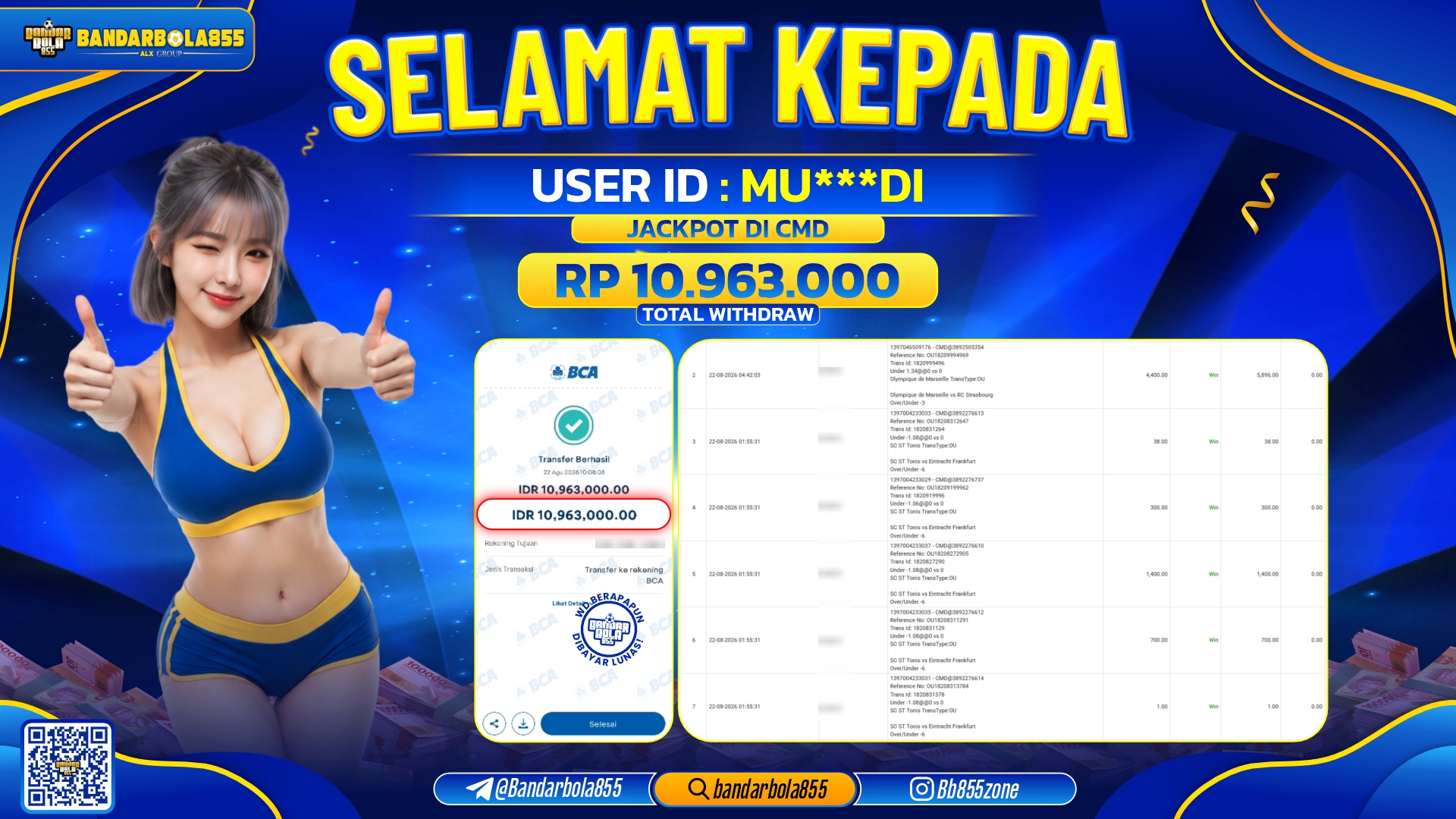 JACKPOT BANDARBOLA855 DI CMD Rp10.963.000, - LUNAS🎖