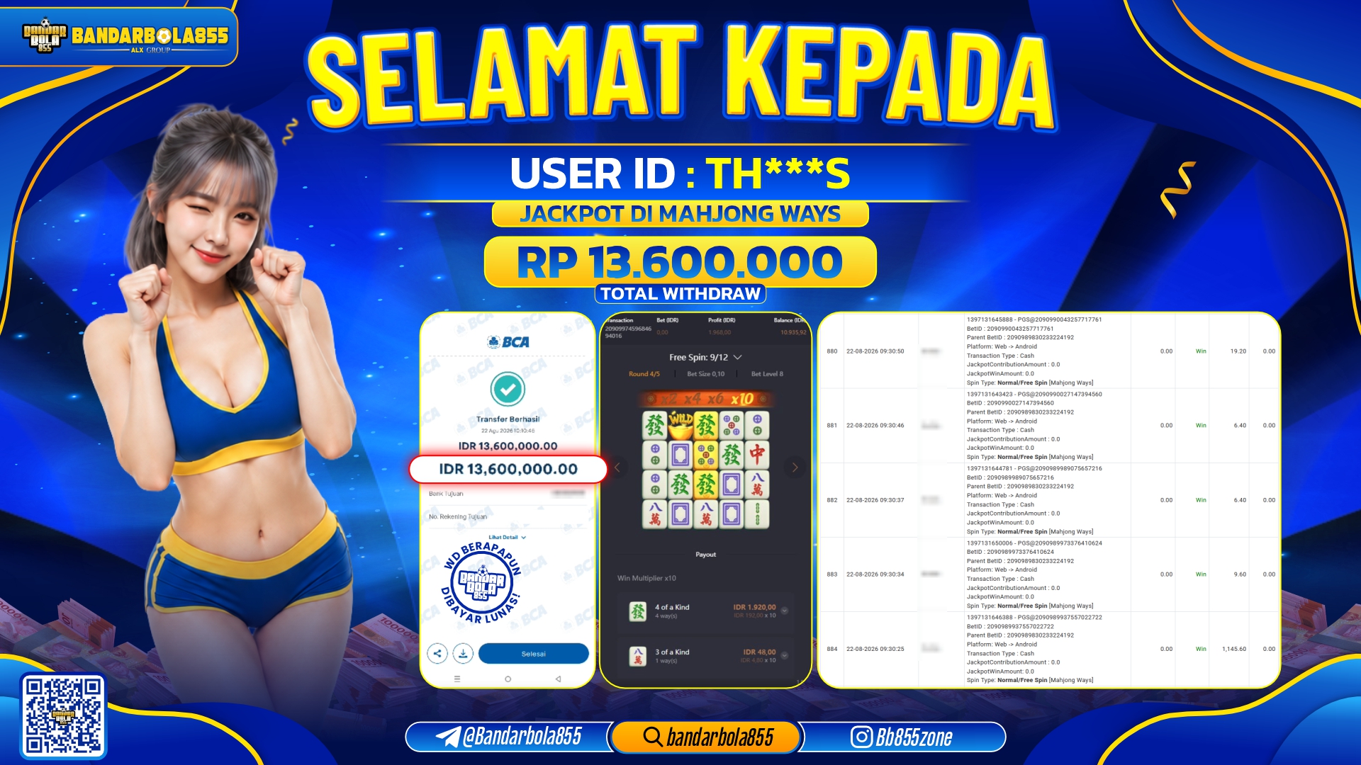 JACKPOT BANDARBOLA855 DI MAHJONG WAYS Rp13.600.000, - LUNAS🎖