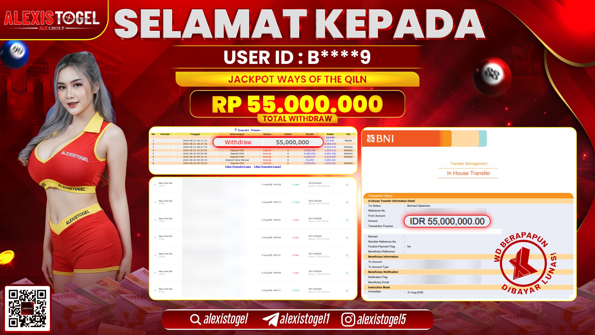 ALEXISTOGEL JACKPOT DI WAYS OF THE QILIN RP.55.000.000,- LUNAS
