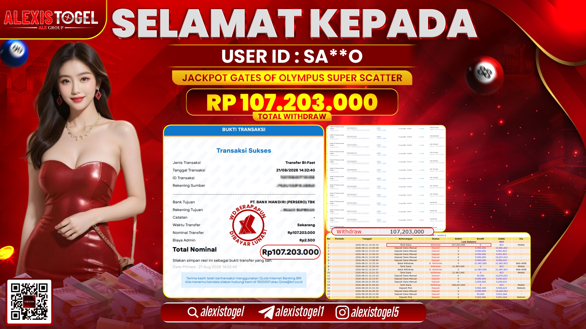 ALEXISTOGEL JACKPOT DI GATES OF OLYMPUS SUPER SCATTER RP.107.203.000,- LUNAS
