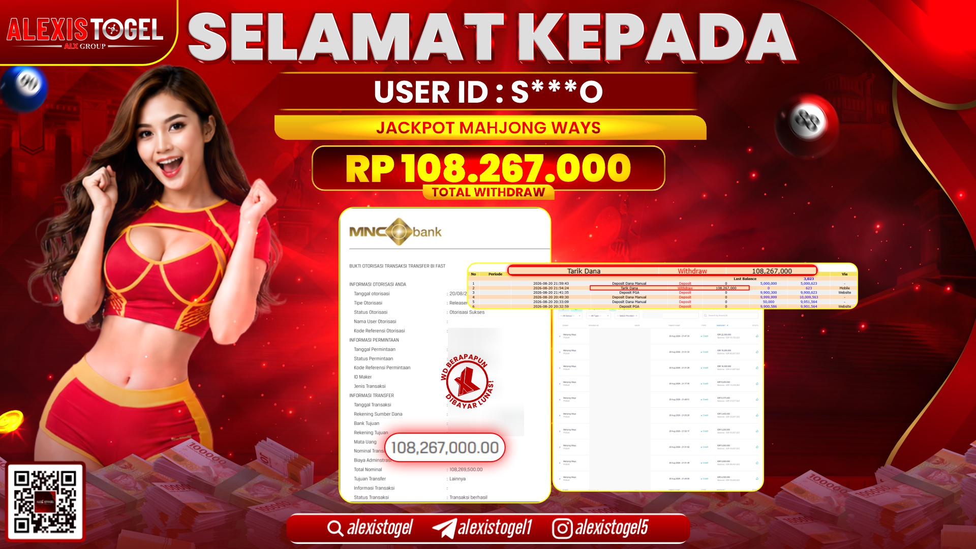 ALEXISTOGEL JACKPOT DI MAHJONG WAYS RP.108.267.000,- LUNAS