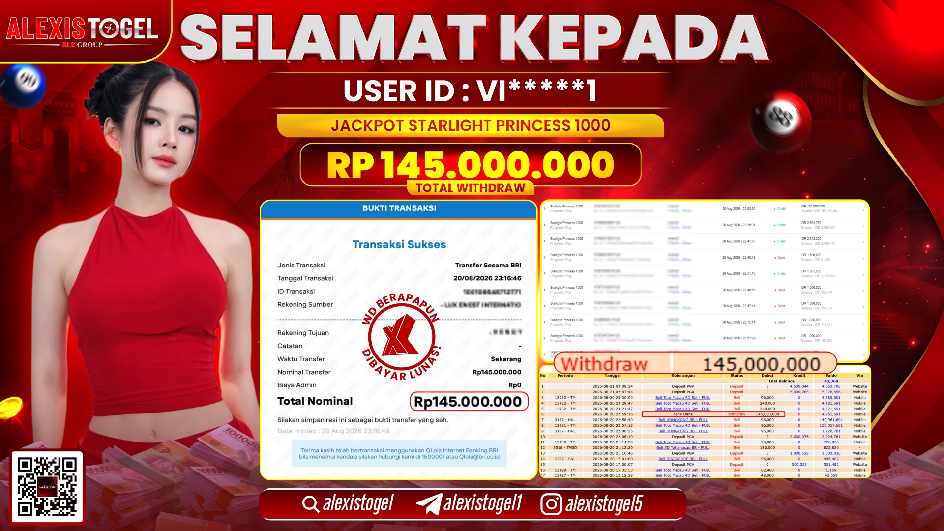 ALEXISTOGEL JACKPOT DI STARLIGHT PRINCESS RP.145.000.000,- LUNAS