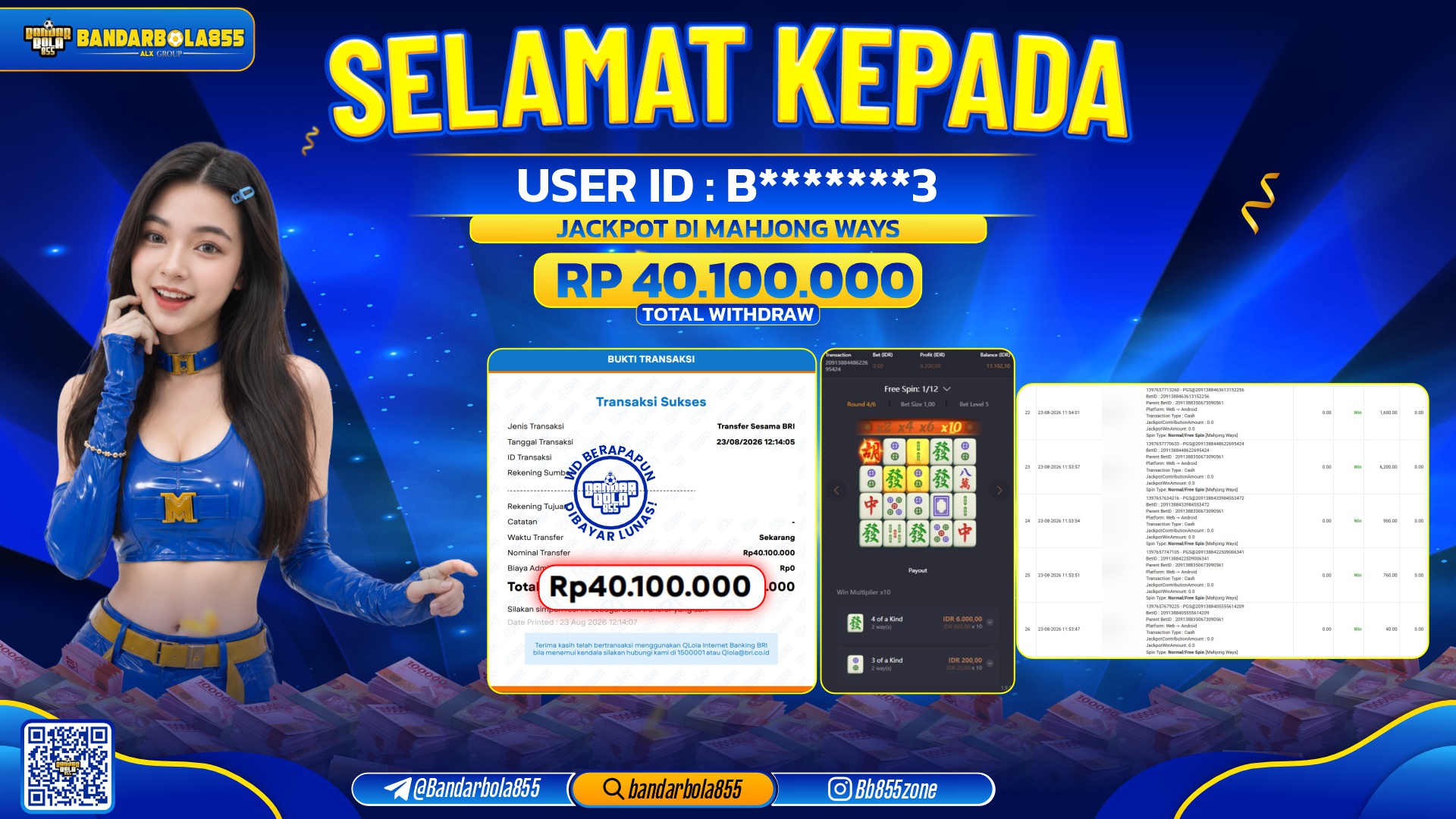JACKPOT BANDARBOLA855 DI MAHJONG WAYS Rp40.100.000, - LUNAS🎖