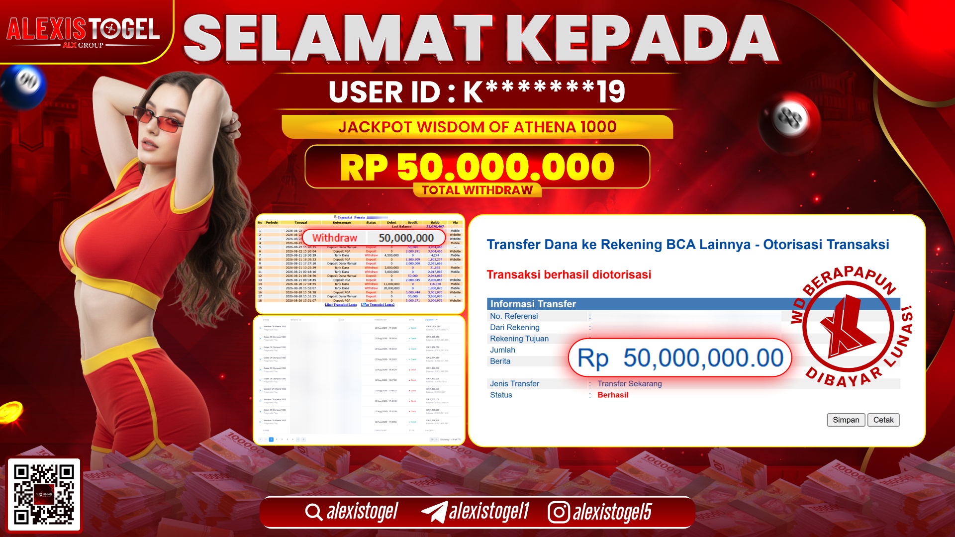 ALEXISTOGEL JACKPOT DI WISDOM OF ATHENA 1000 RP.50.000.000,- LUNAS