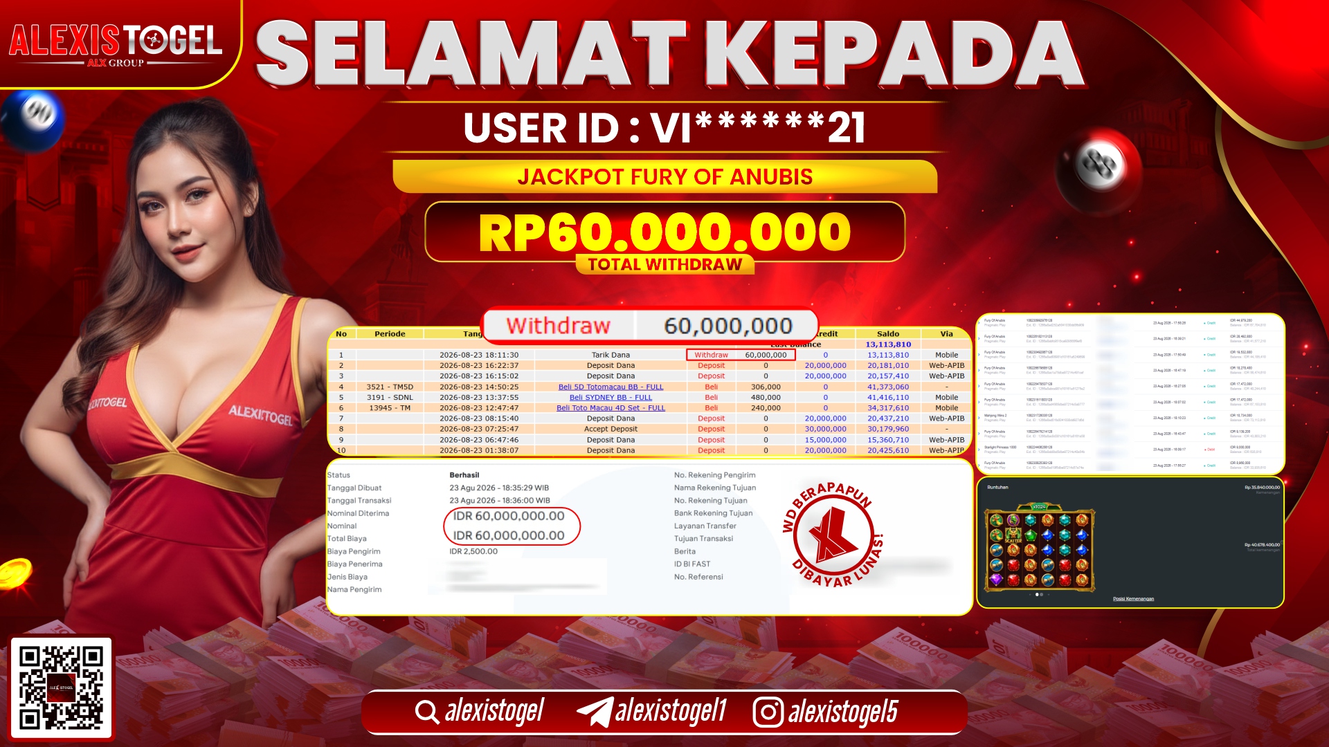 ALEXISTOGEL JACKPOT DI FURY OF ANUBIS RP.60.000.000,- LUNAS