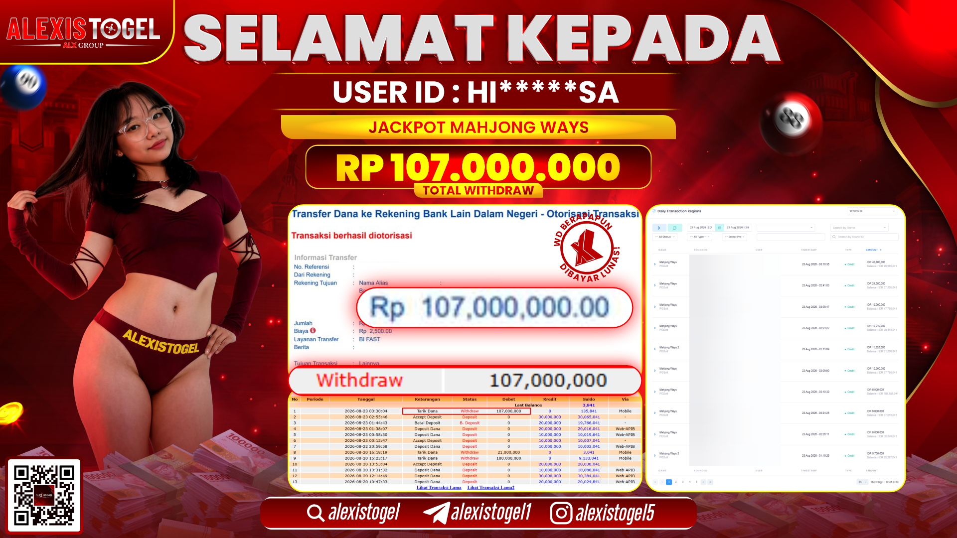 ALEXISTOGEL JACKPOT DI MAHJONG WAYS RP.107.000.000,- LUNAS