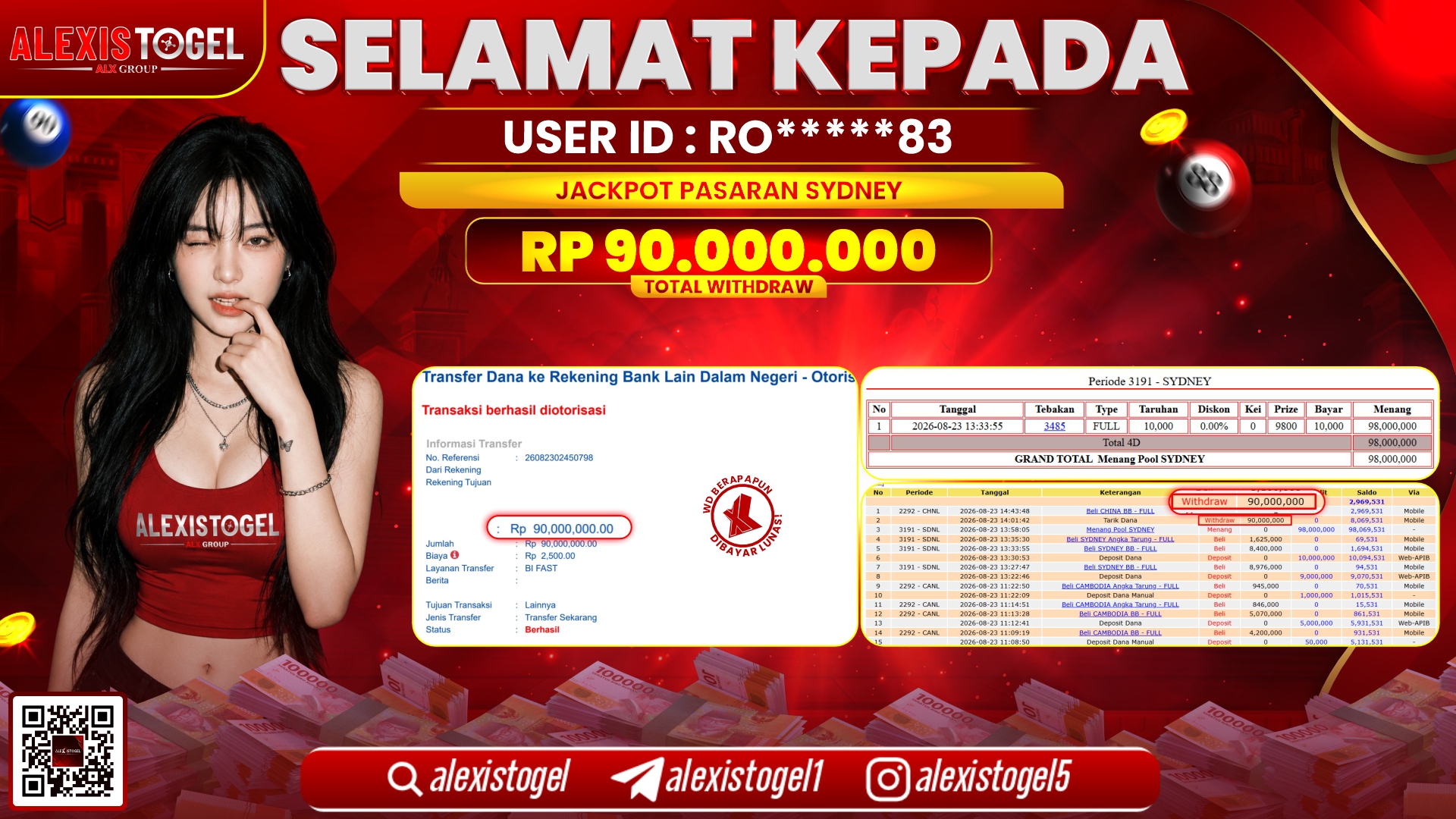 ALEXISTOGEL JACKPOT DI PASARAN SYDNEY RP.90.000.000,- LUNAS