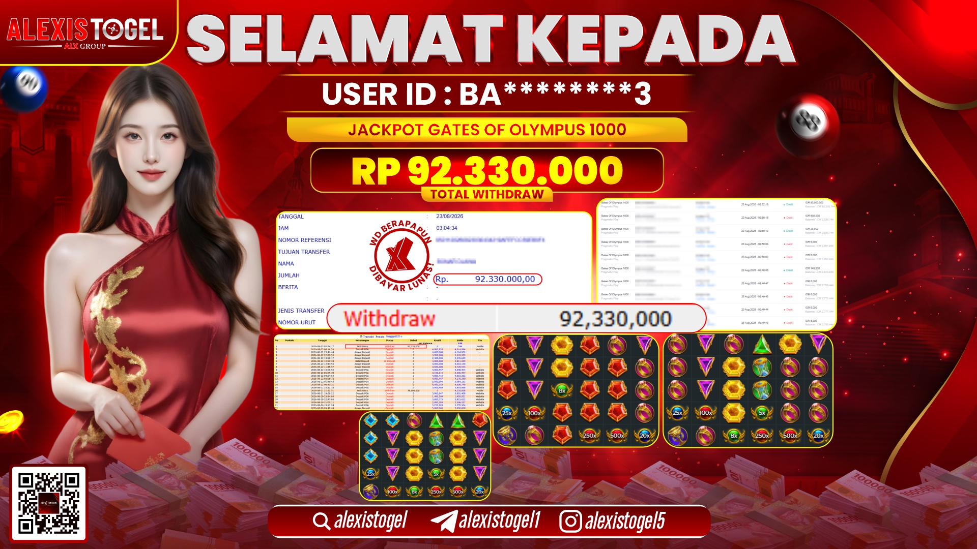 ALEXISTOGEL JACKPOT DI GATES OF OLYMPUS 1000 RP.92.330.000,- LUNAS