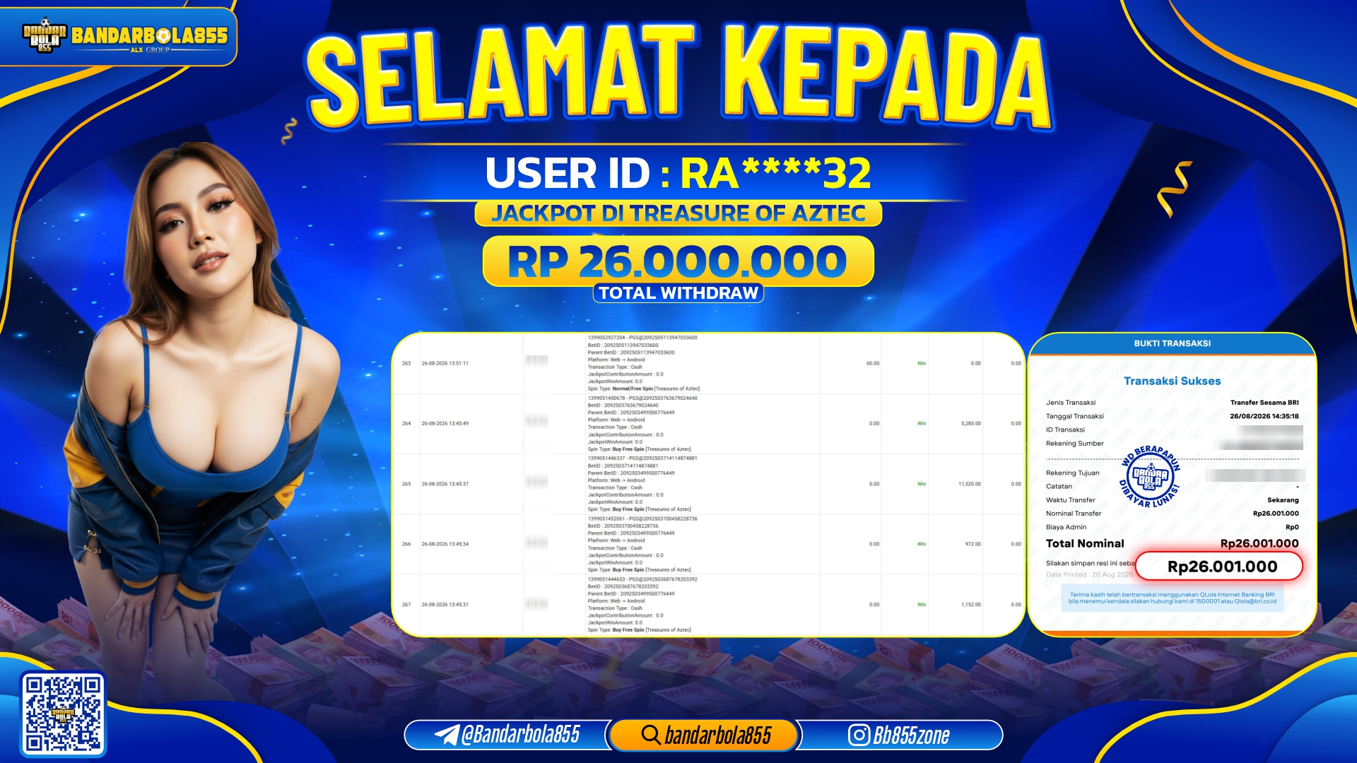 JACKPOT BANDARBOLA855 DI TREASURE OF AZTEC Rp26.000.000, - LUNAS🎖