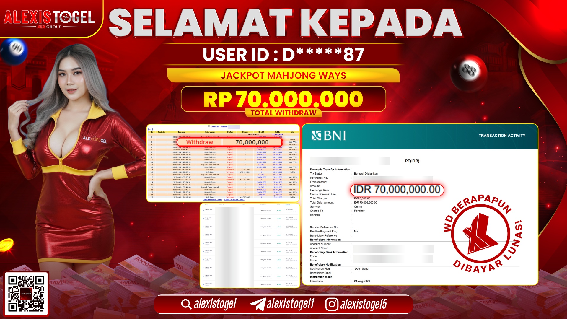 ALEXISTOGEL JACKPOT DI MAHJONG WAYS RP.70.000.000,- LUNAS