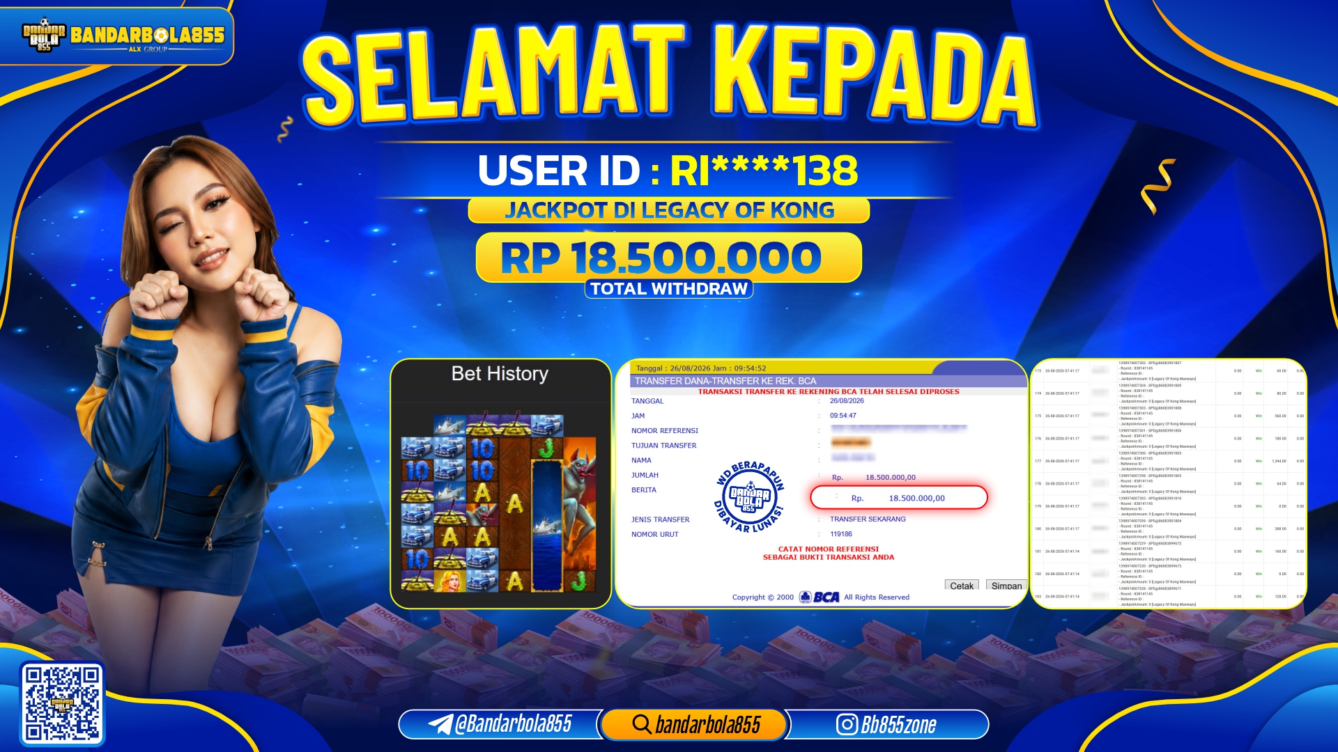 JACKPOT BANDARBOLA855 DI LEGACY OF KONG Rp18.500.000, - LUNAS🎖