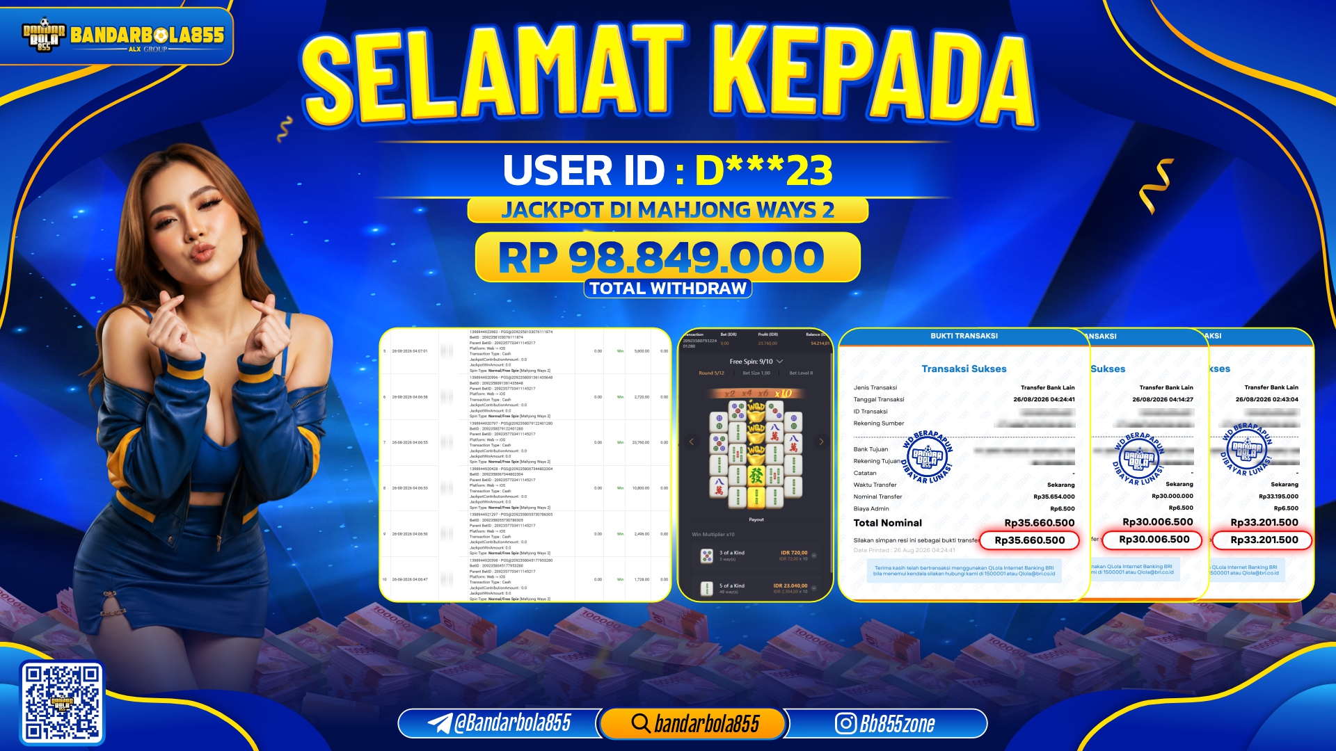 JACKPOT BANDARBOLA855 DI MAHJONG WAYS 2 Rp98.849.000, - LUNAS🎖